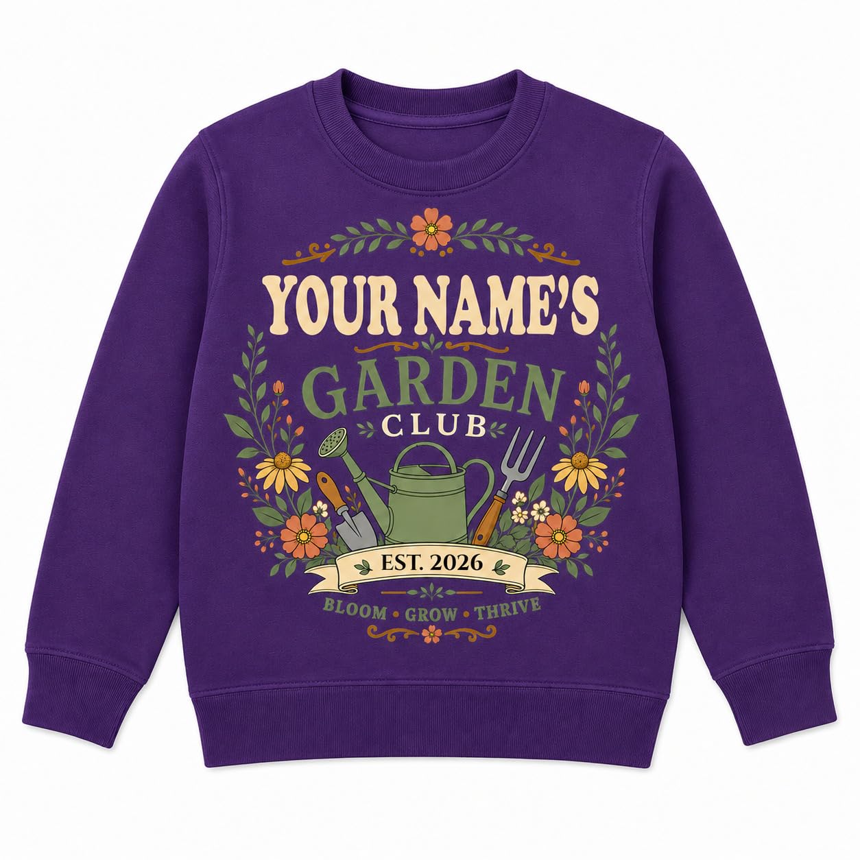 Kids Personalised Garden Club Sweatshirt Custom Name Year Gardening Gift Boys Girls Little Gardener Jumper - Galaxy Tees