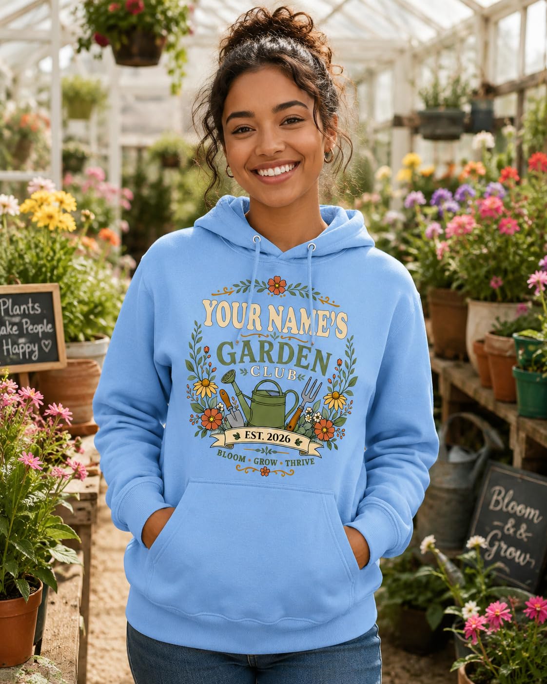 Personalised Garden Club Hoodie Custom Name Year Gardening Gift Adult Unisex Gardener Plant Lover Sweatshirt - Galaxy Tees