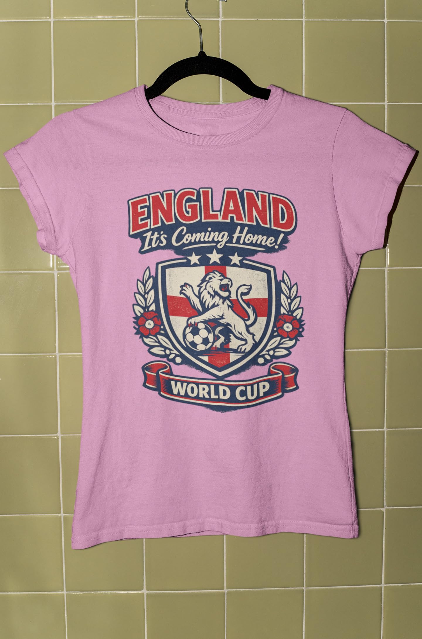 Personalised Galaxy Tees Women's Women’s England World Cup T-Shirt, Custom Name & Number Back Print, Ladies Football Fan Gift - Galaxy Tees
