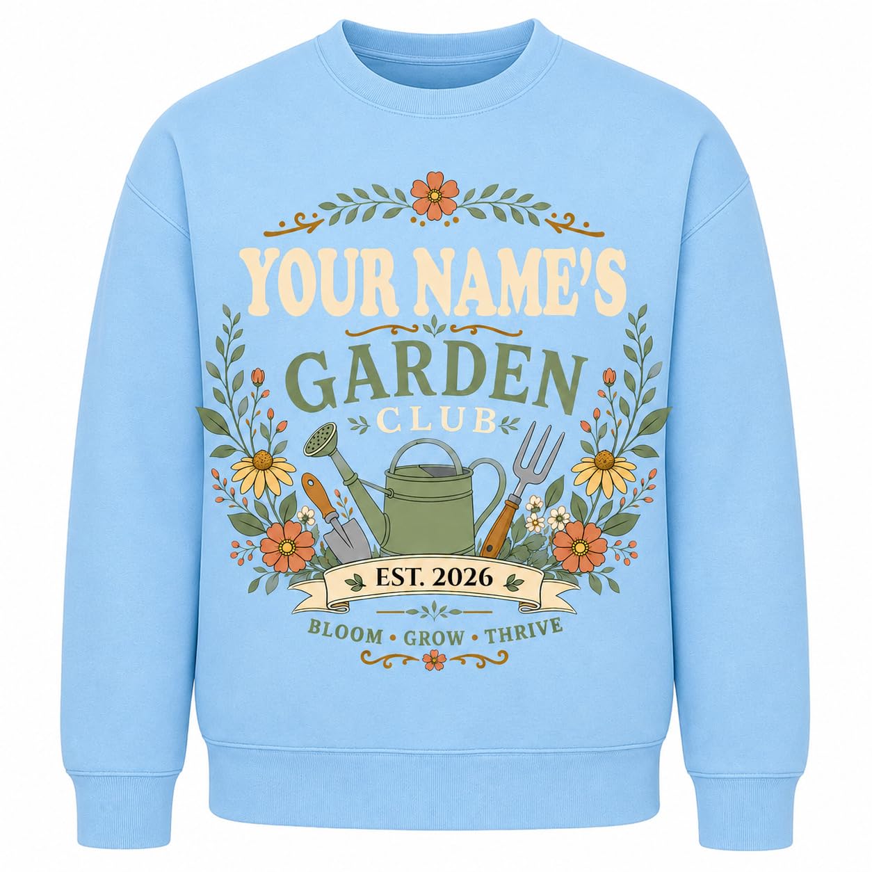 Personalised Garden Club Sweatshirt Custom Name Year Gardening Gift Adult Unisex Gardener Plant Lover Jumper - Galaxy Tees