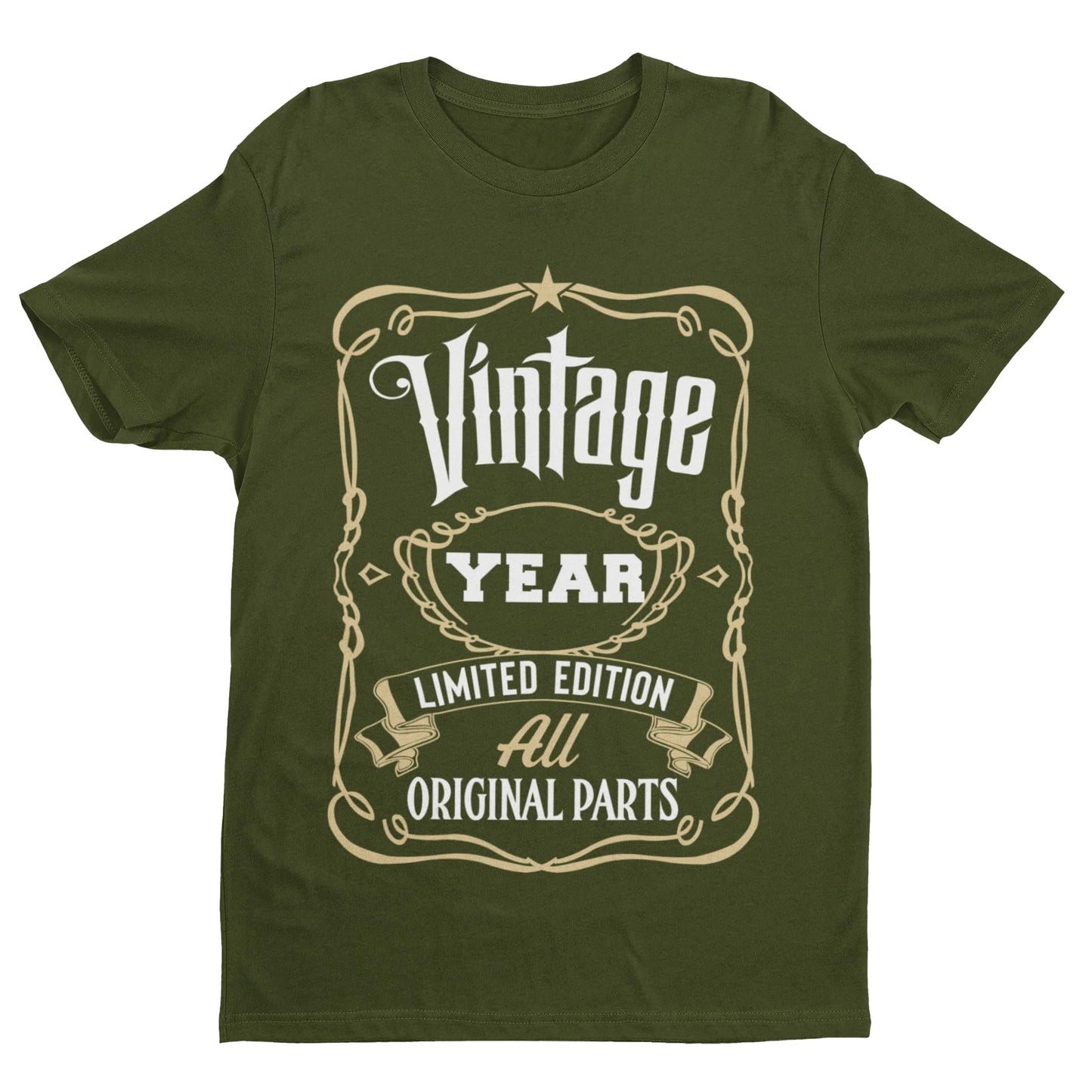 Galaxy Tees Personalised Any Year Whiskey Label Birthday T-Shirt - Galaxy Tees
