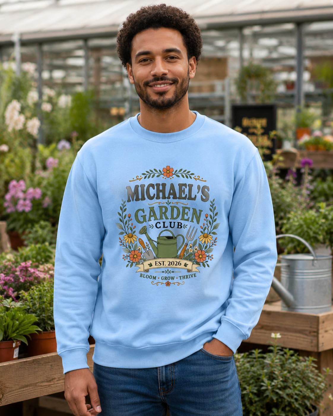 Personalised Garden Club Sweatshirt Custom Name Year Gardening Gift Adult Unisex Gardener Plant Lover Jumper - Galaxy Tees