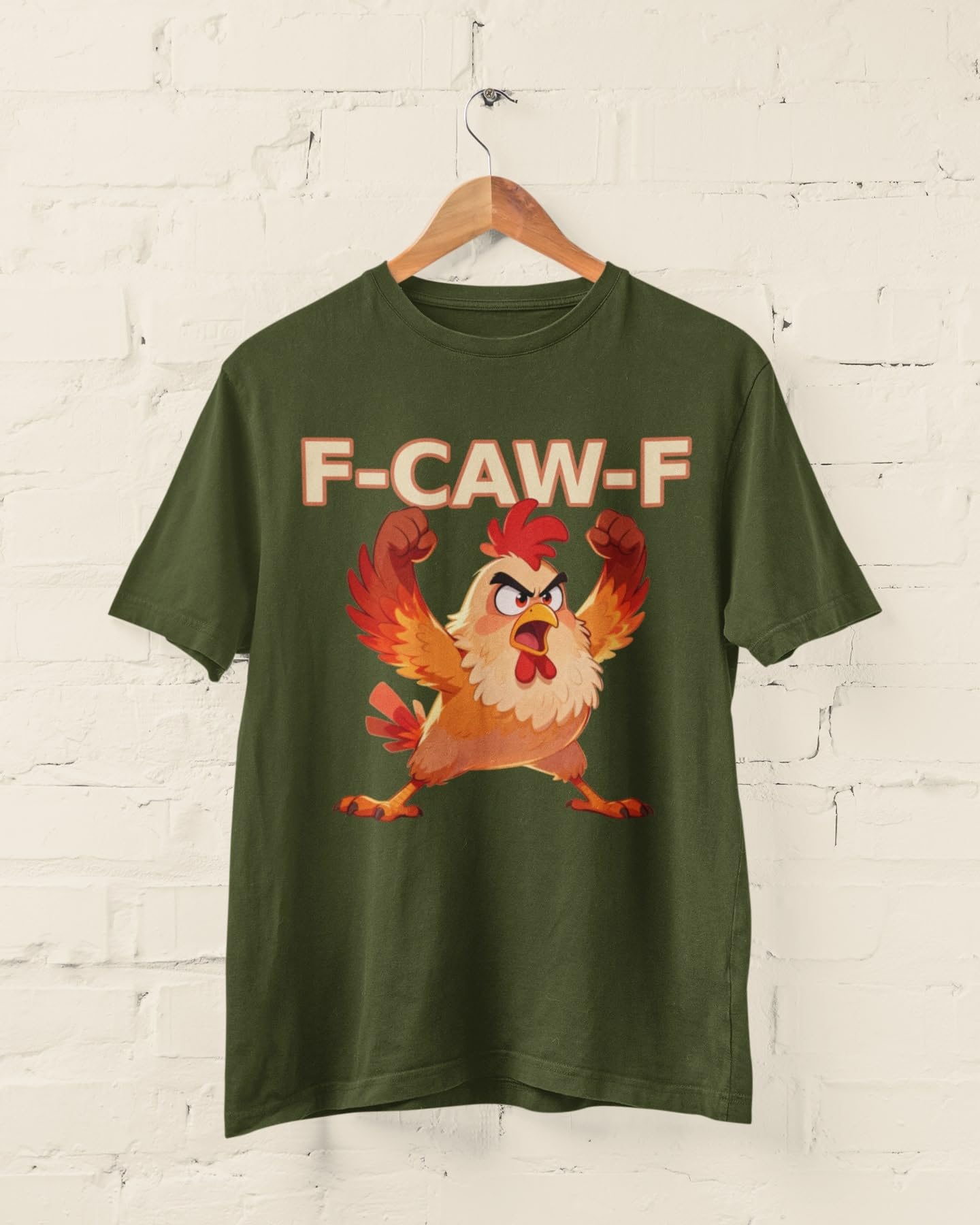 Galaxy Tees F-CAW-F Angry Chicken T-Shirt Funny Farmyard Slogan Tee - Galaxy Tees