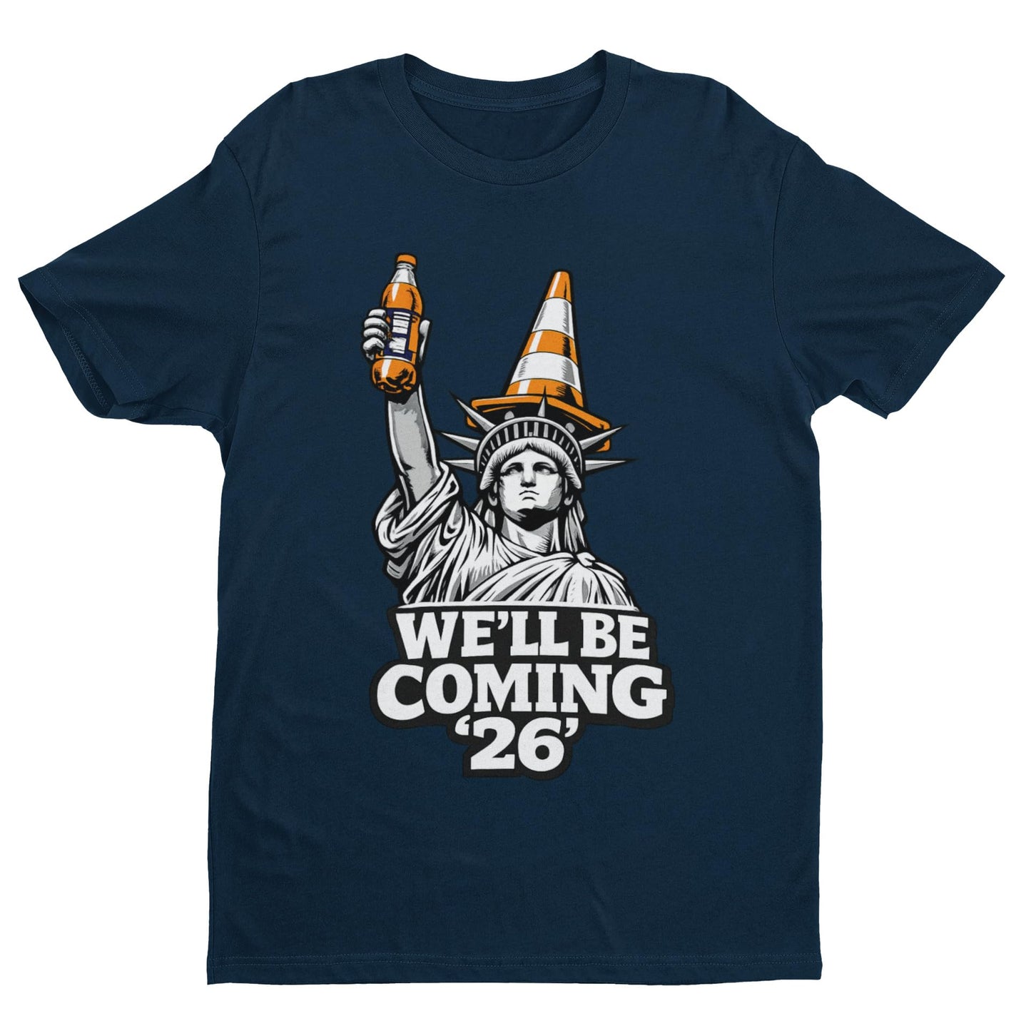 Scotland Fans 2026 Football T-Shirt, We'll Be Coming Graphic T-Shirt, Statue Cone Parody Shirt, Adult Unisex Gift