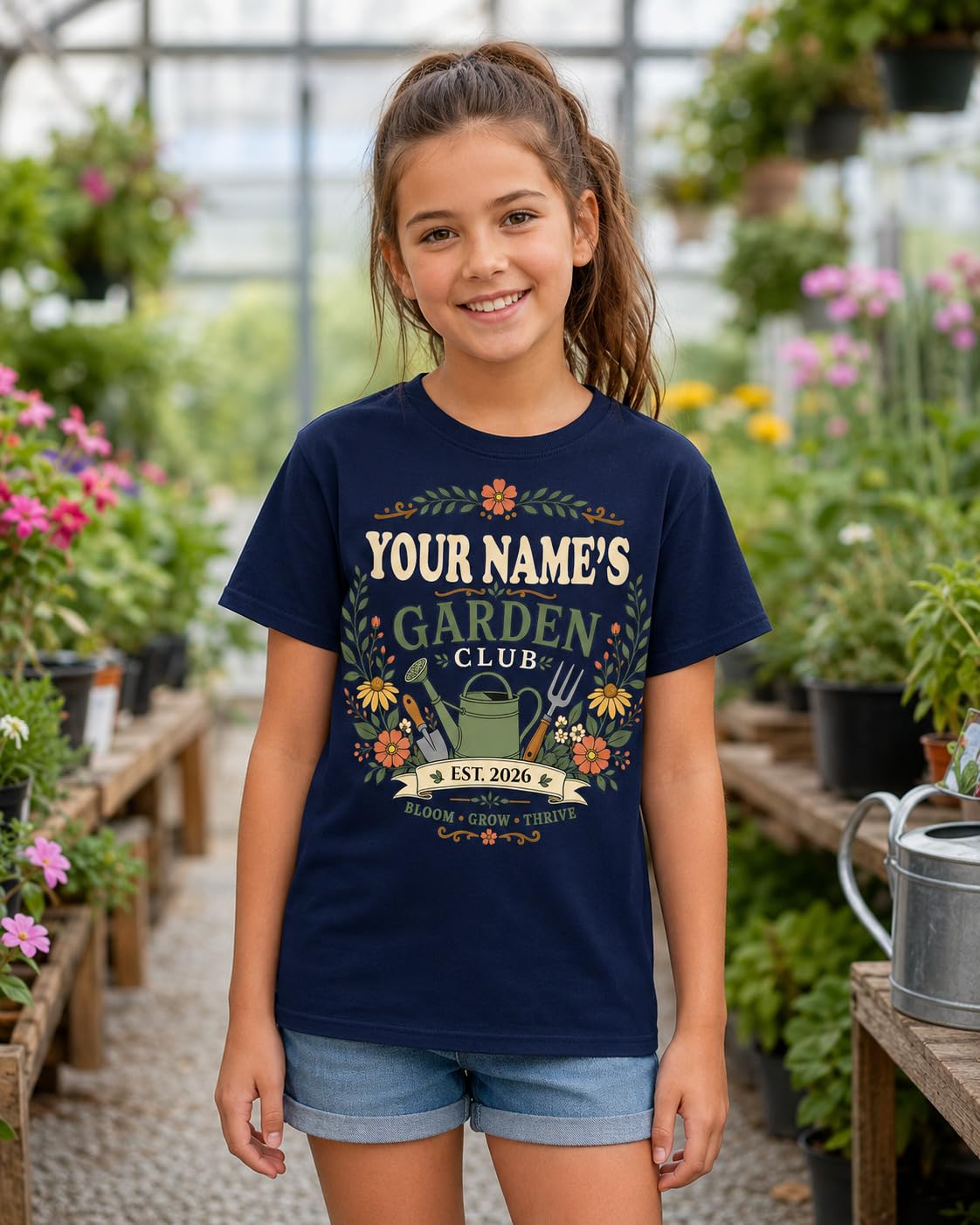Kids Personalised Garden Club T-Shirt Custom Name Year Gardening Gift Boys Girls Little Gardener T-Shirt - Galaxy Tees