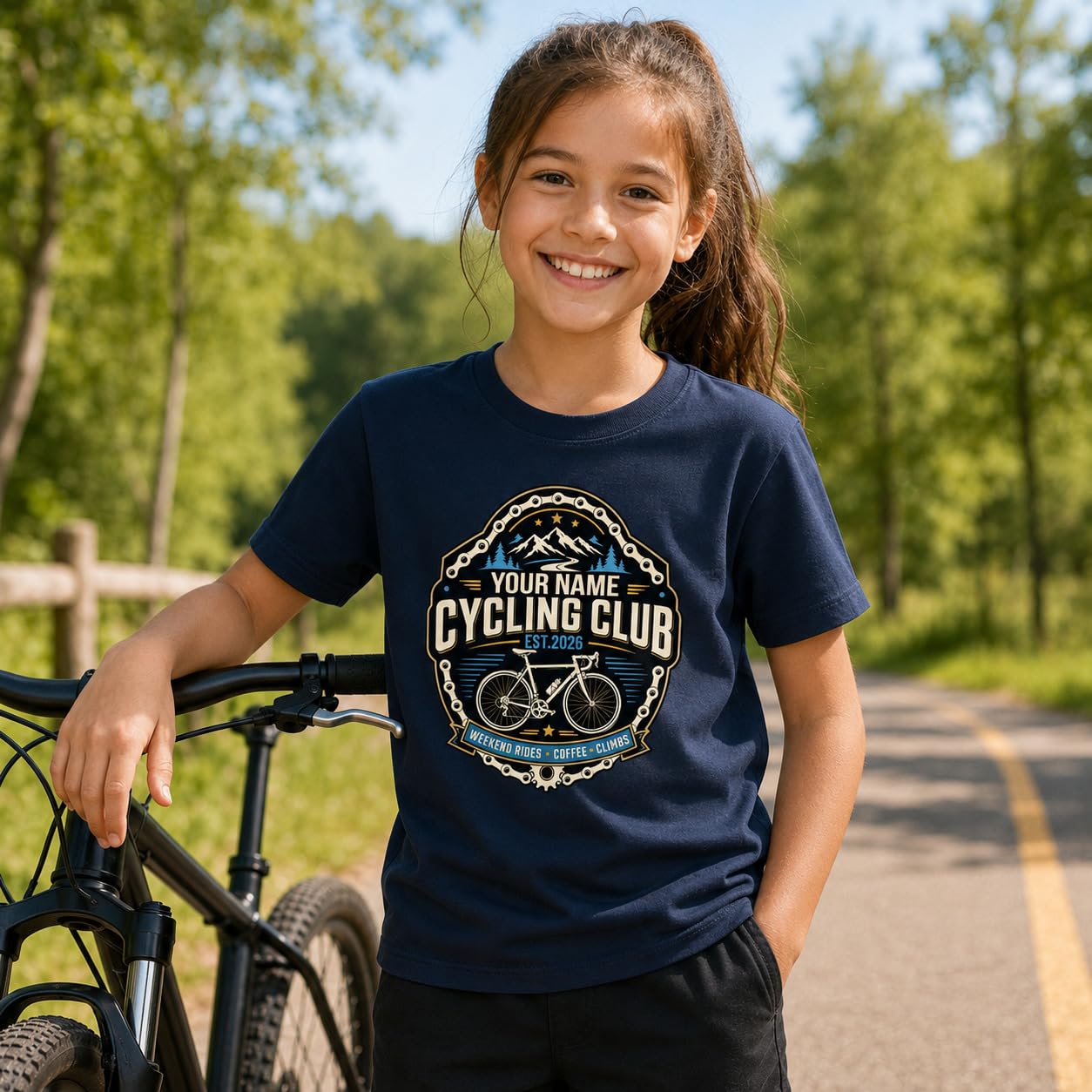 Kids Personalised Cycling Club T-Shirt Custom Name Year Bike Rider T-Shirt Cycling Gift for Boys Girls Bicycle Club - Galaxy Tees