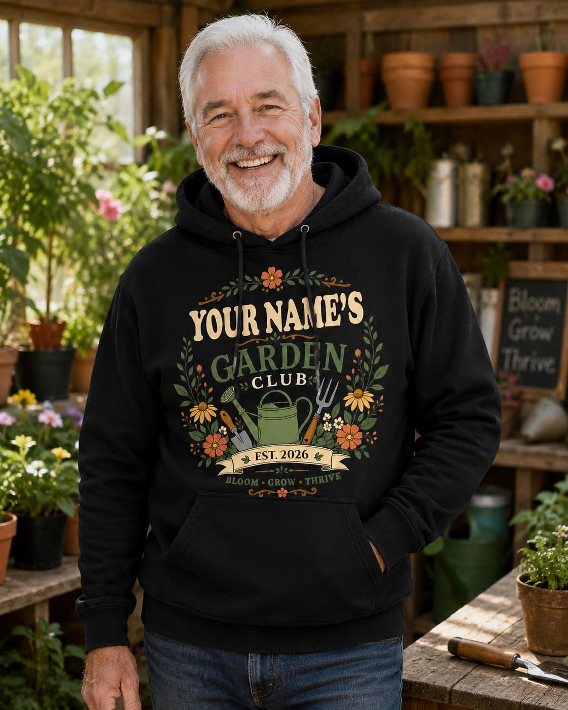 Personalised Garden Club Hoodie Custom Name Year Gardening Gift Adult Unisex Gardener Plant Lover Sweatshirt - Galaxy Tees