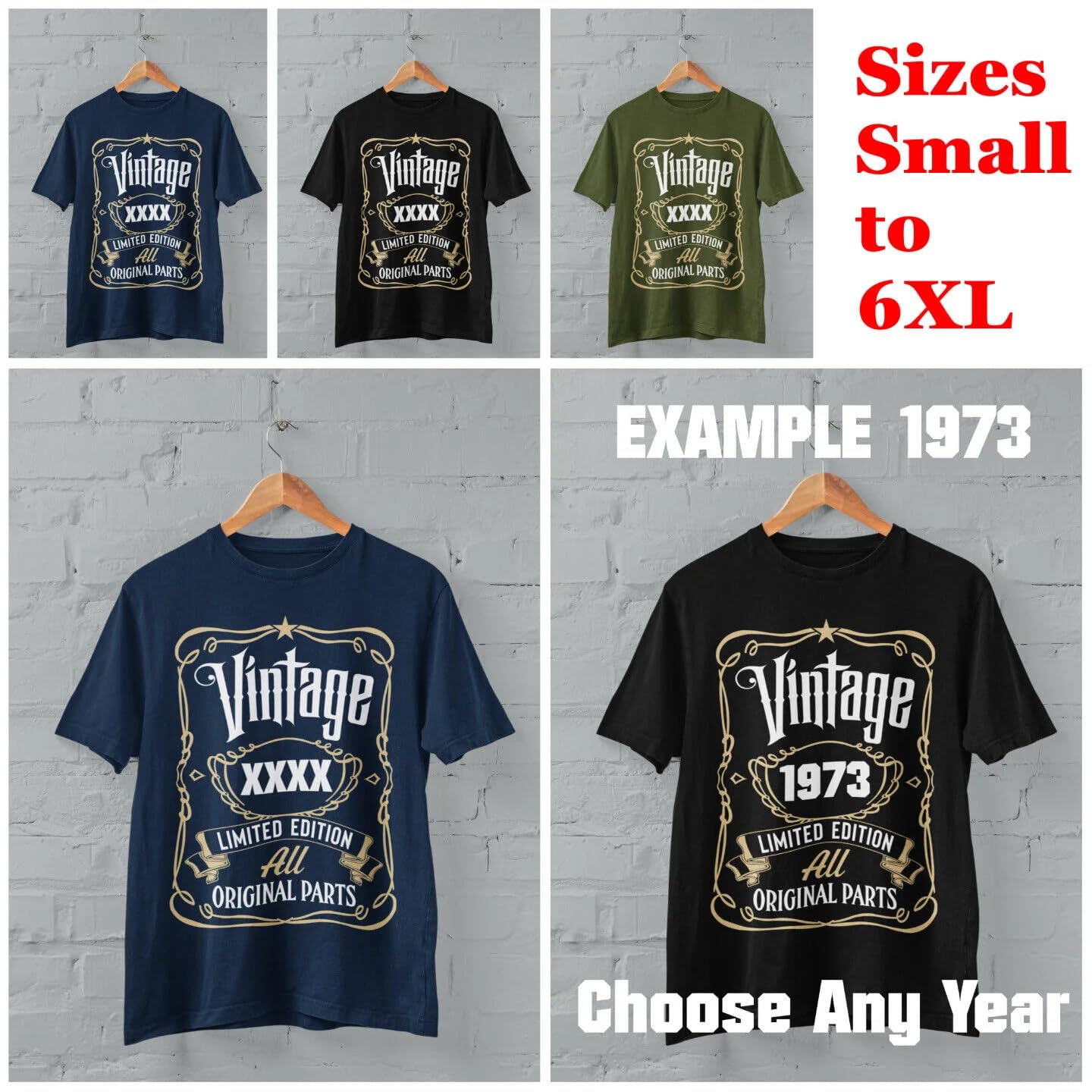 Galaxy Tees Personalised Any Year Whiskey Label Birthday T-Shirt - Galaxy Tees