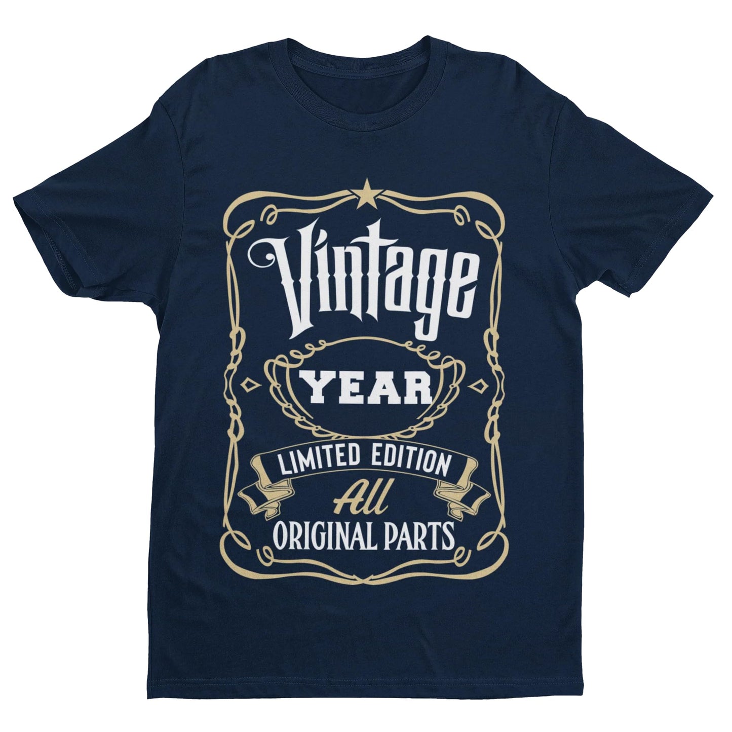 Galaxy Tees Personalised Any Year Whiskey Label Birthday T-Shirt - Galaxy Tees