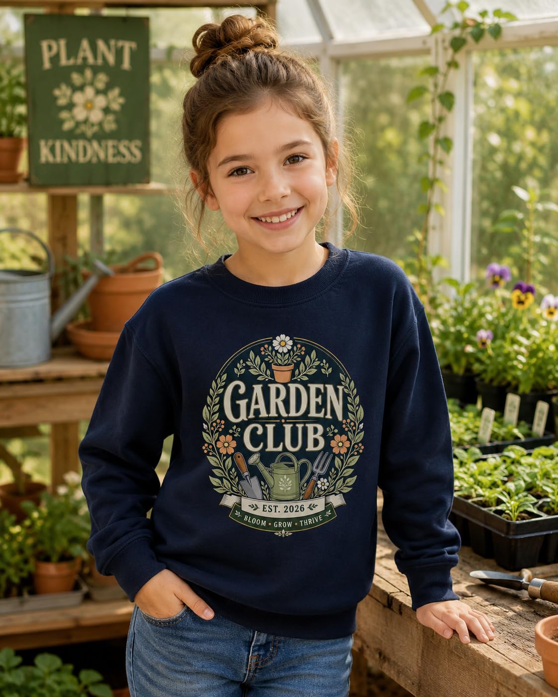 Kids Garden Club Sweatshirt Vintage Gardening Gift Boys Girls Little Gardener Plant Lover Jumper - Galaxy Tees