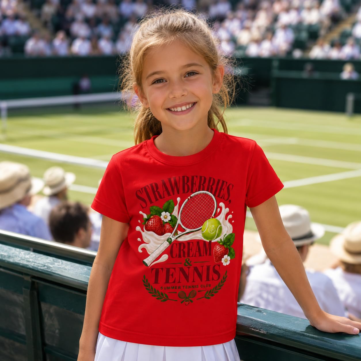 Galaxy Tees Kids' Strawberries Cream & Tennis T-Shirt Summer Tennis Gift - Galaxy Tees