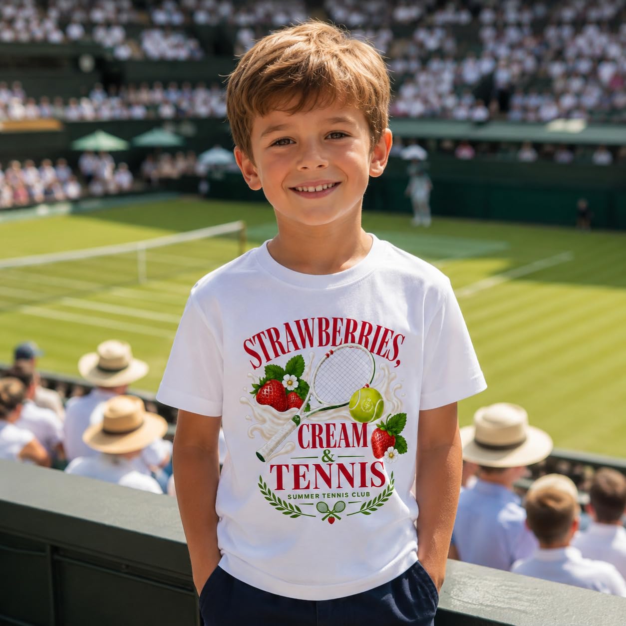 Galaxy Tees Kids' Strawberries Cream & Tennis T-Shirt Summer Tennis Gift - Galaxy Tees