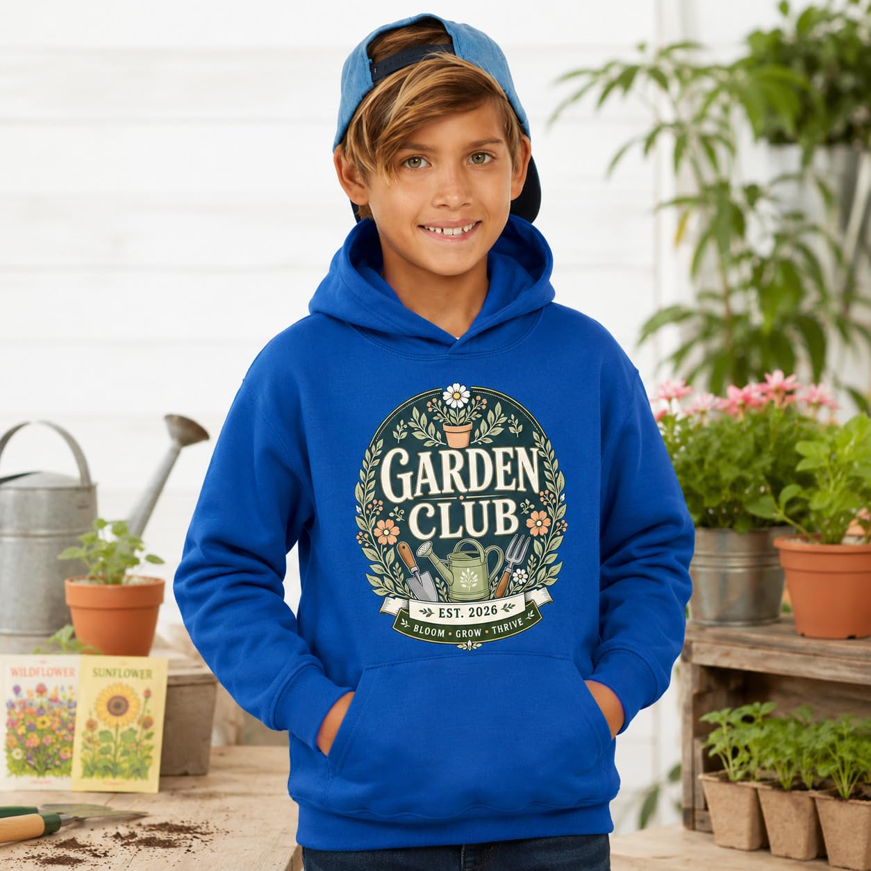 Kids Garden Club Hoodie Vintage Gardening Gift Boys Girls Little Gardener Plant Lover Sweatshirt - Galaxy Tees