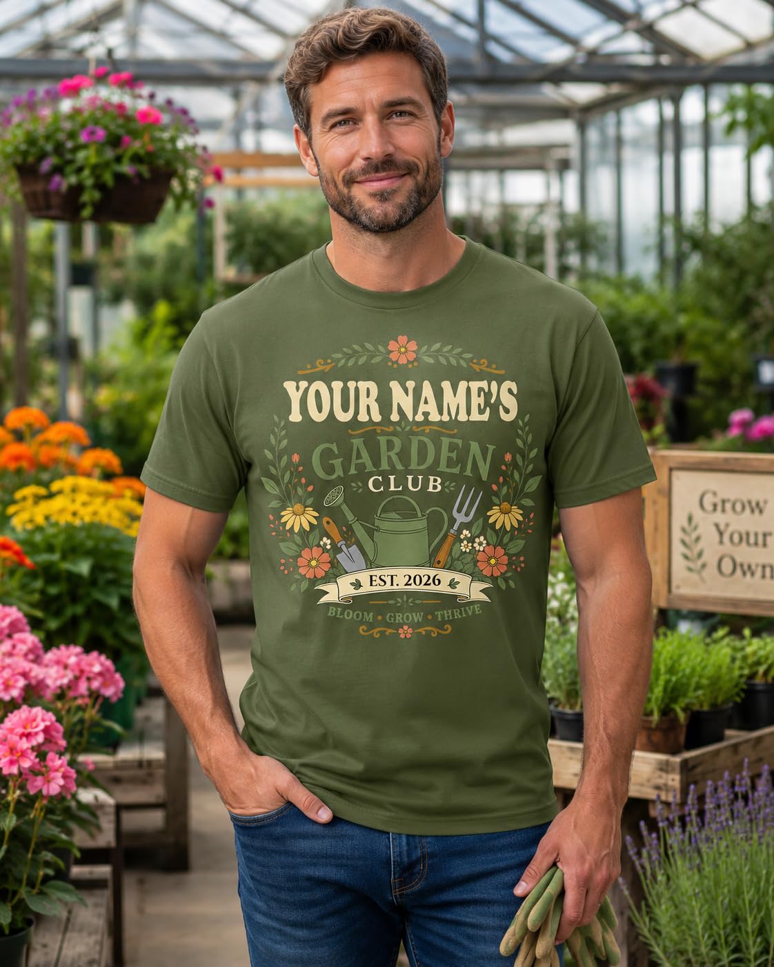 Personalised Garden Club T-Shirt Men’s Gardening Gift Custom Name Year Gardener Plant Lover T-Shirt - Galaxy Tees