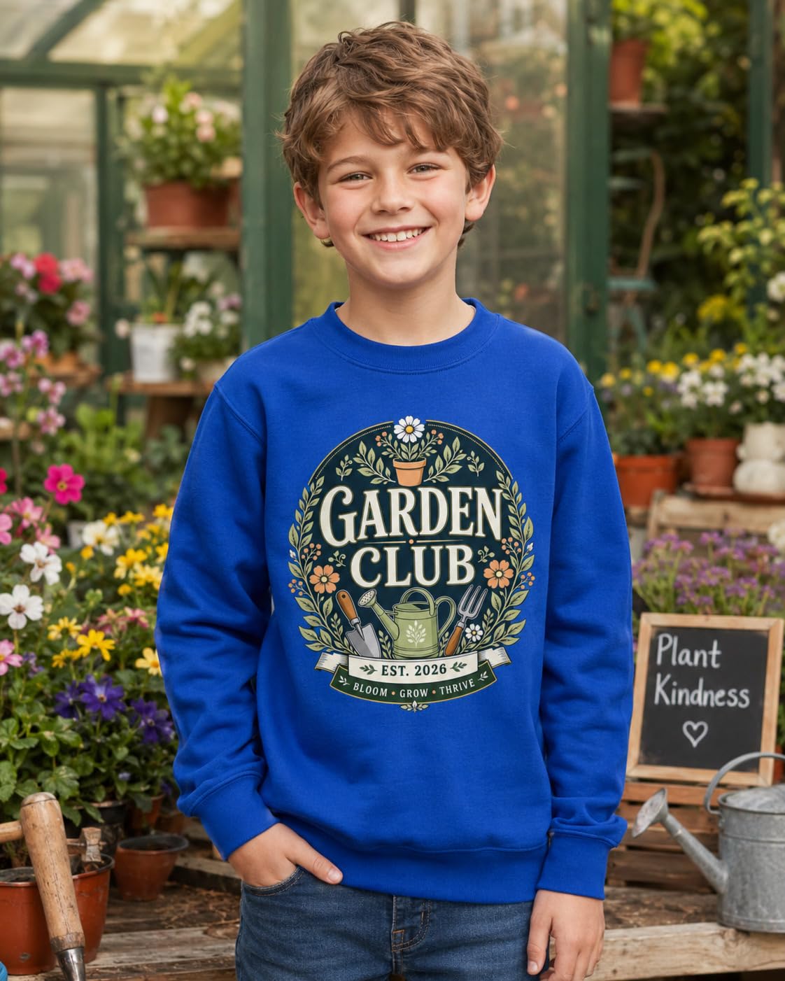 Kids Garden Club Sweatshirt Vintage Gardening Gift Boys Girls Little Gardener Plant Lover Jumper - Galaxy Tees