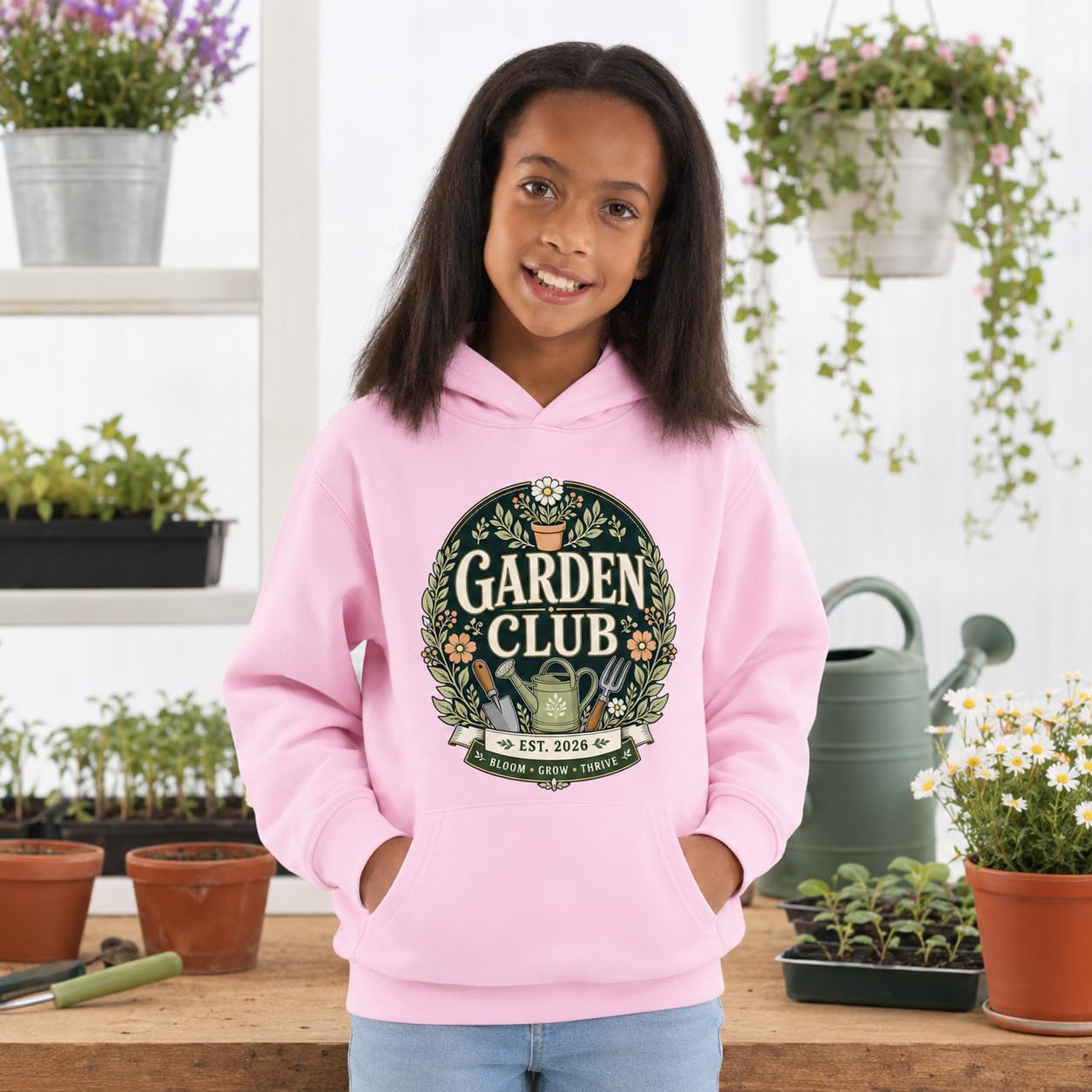Kids Garden Club Hoodie Vintage Gardening Gift Boys Girls Little Gardener Plant Lover Sweatshirt - Galaxy Tees