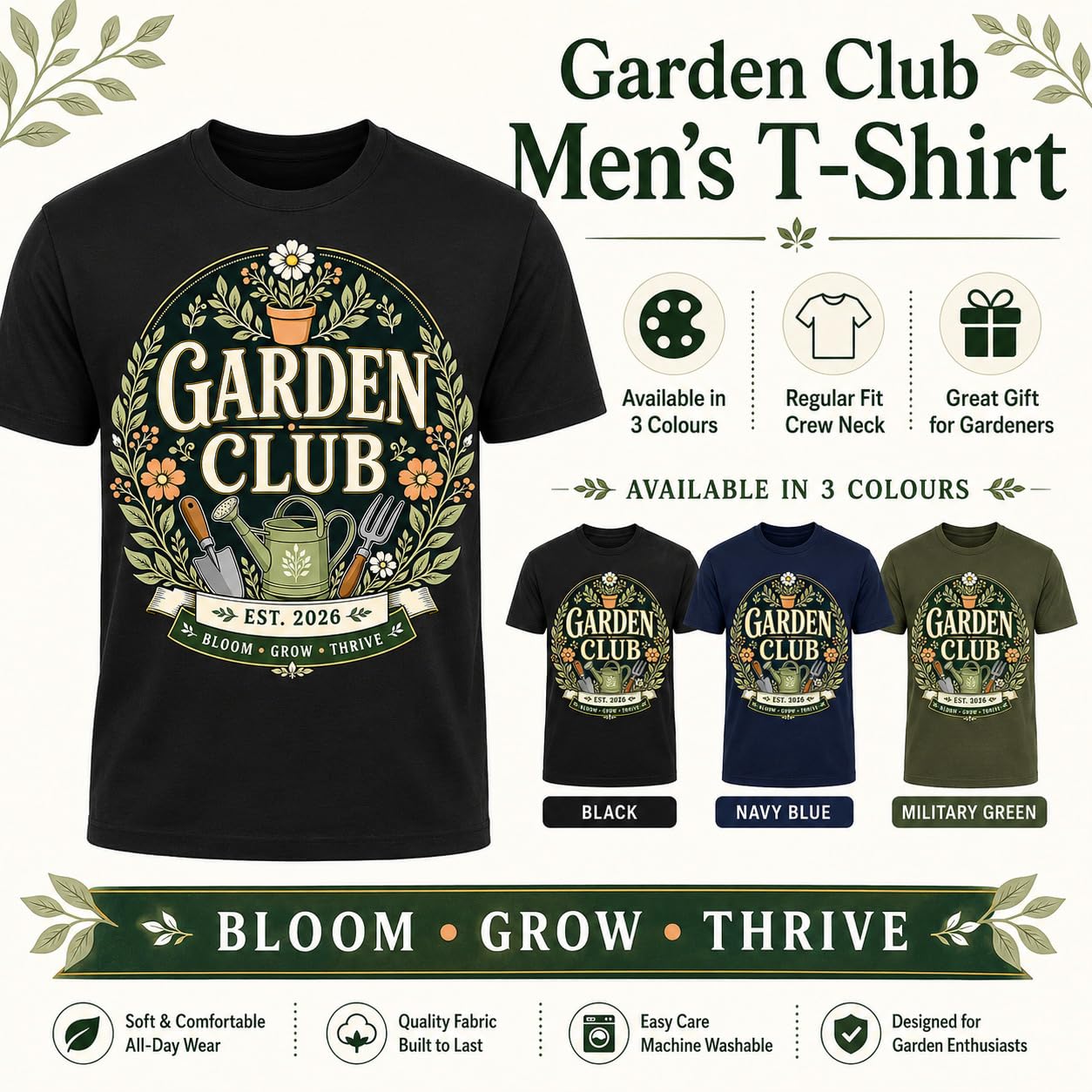 Men's Garden Club T-Shirt Vintage Gardening Gift T-Shirt Gardener Allotment Plant Lover Top - Galaxy Tees