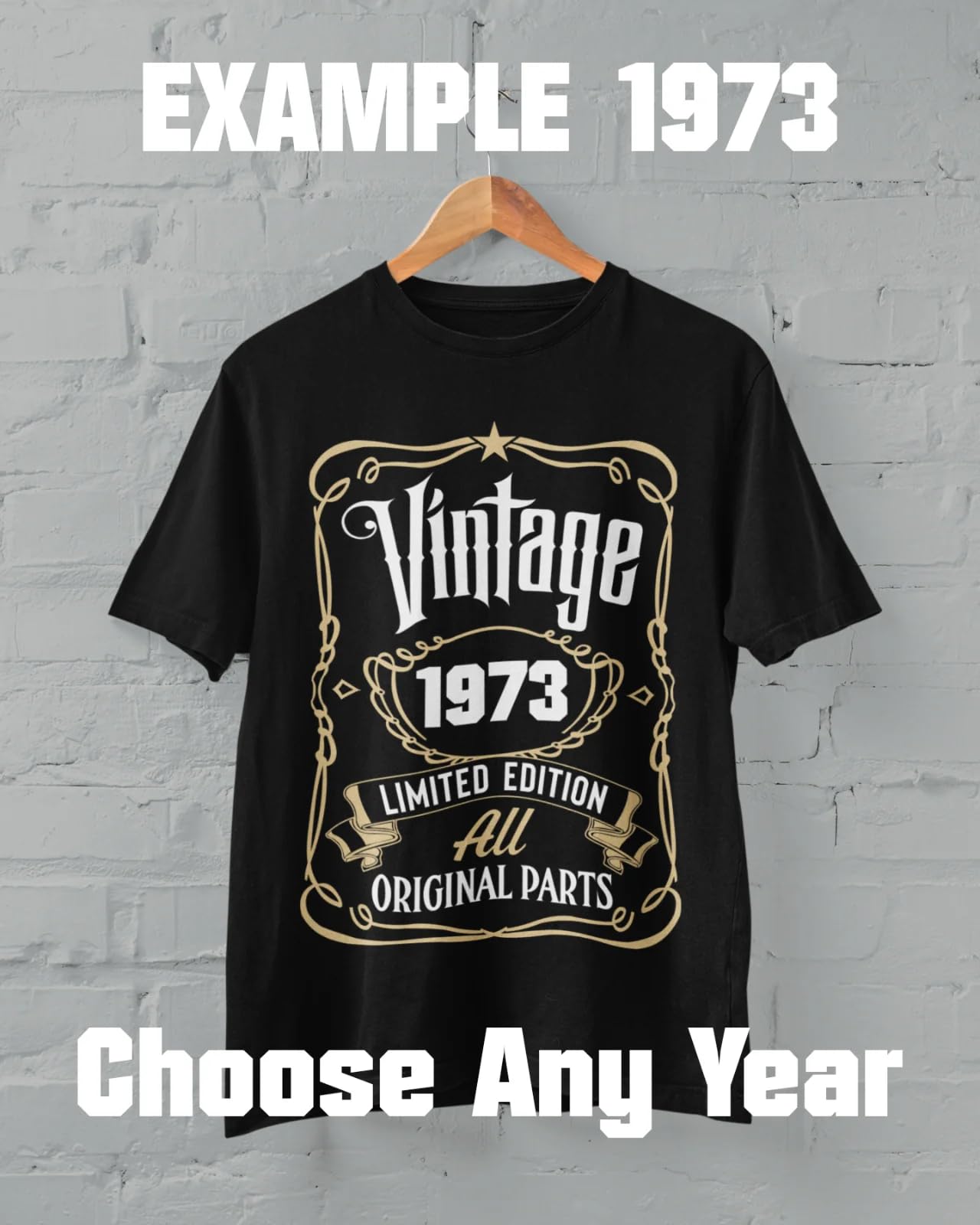 Galaxy Tees Personalised Any Year Whiskey Label Birthday T-Shirt - Galaxy Tees