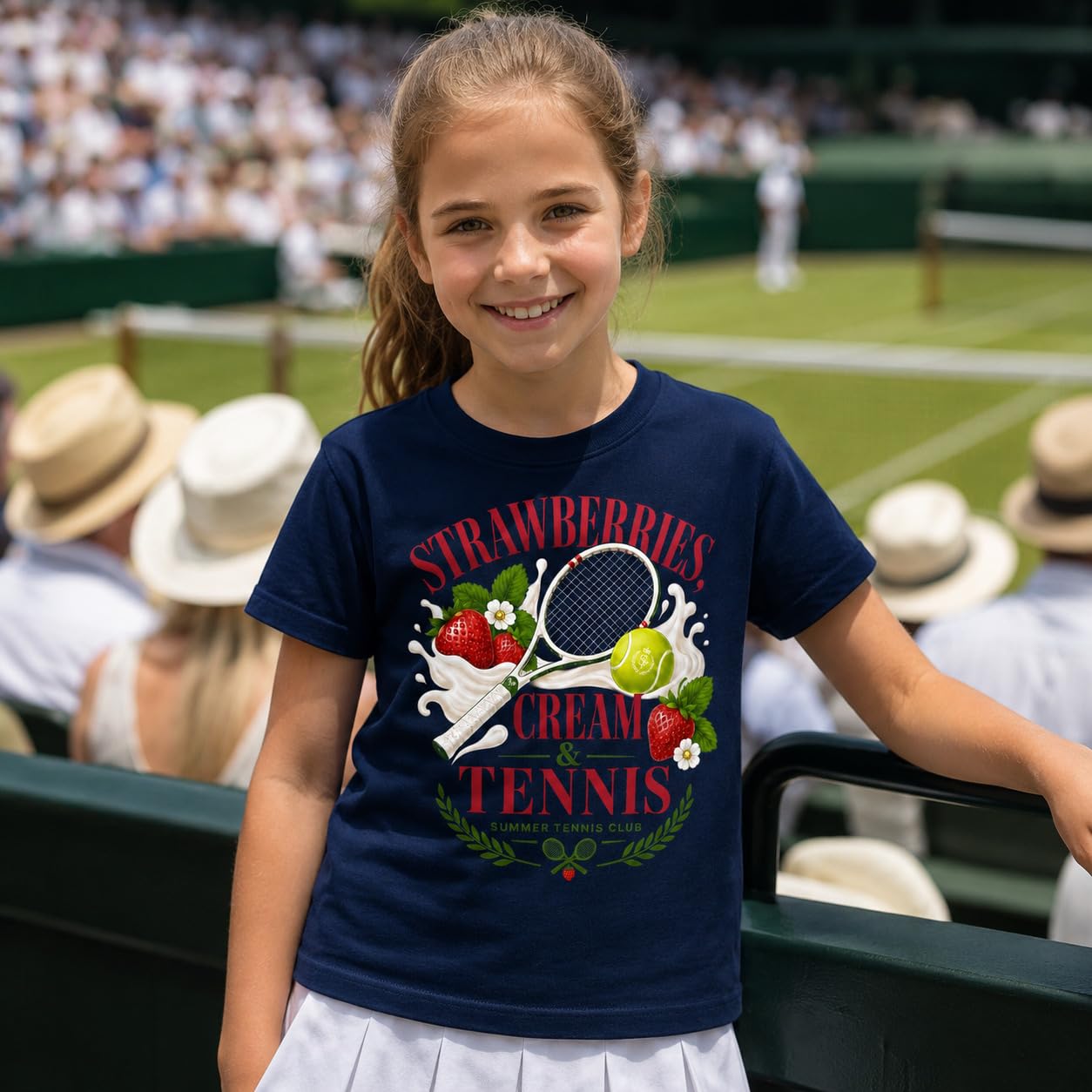 Galaxy Tees Kids' Strawberries Cream & Tennis T-Shirt Summer Tennis Gift - Galaxy Tees
