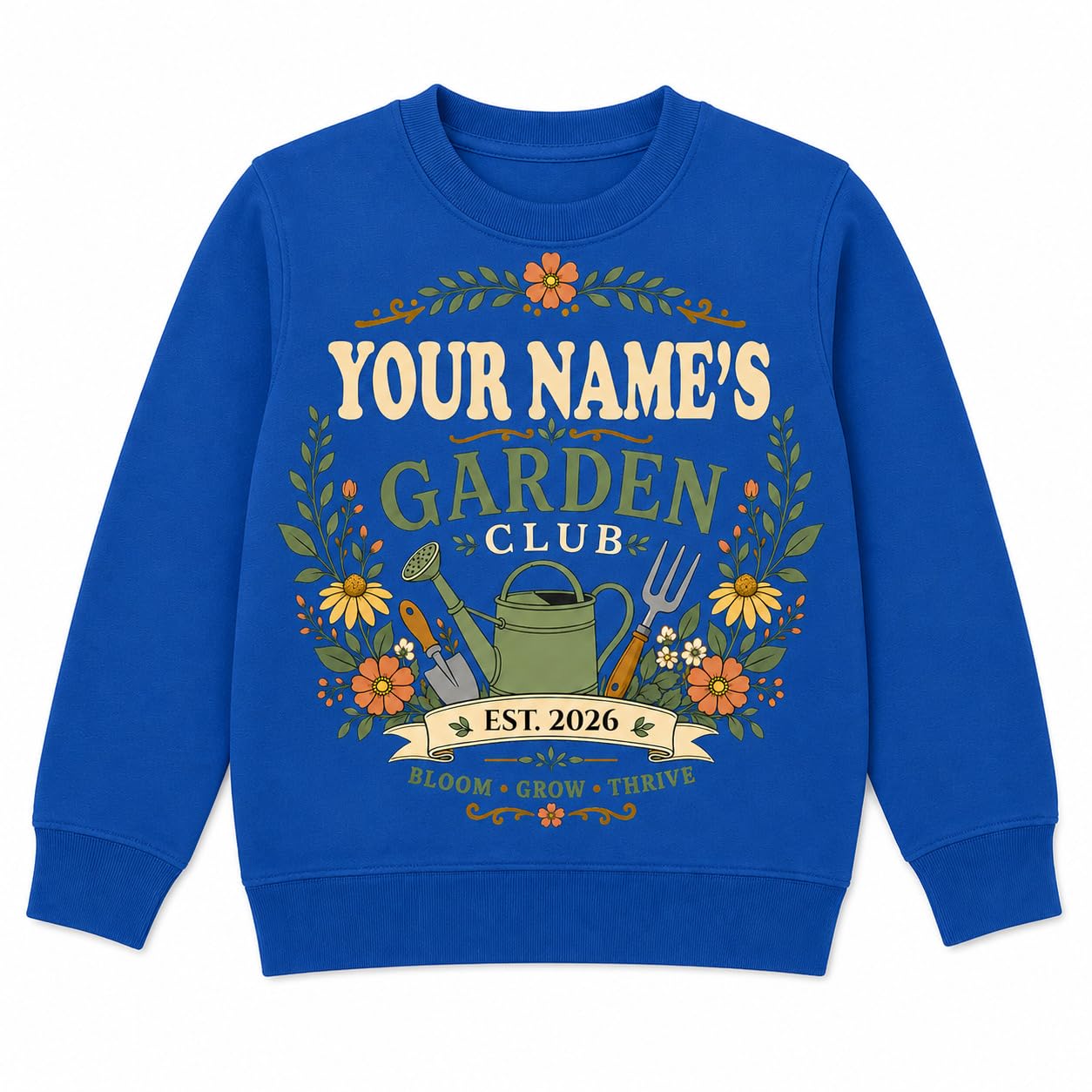 Kids Personalised Garden Club Sweatshirt Custom Name Year Gardening Gift Boys Girls Little Gardener Jumper - Galaxy Tees
