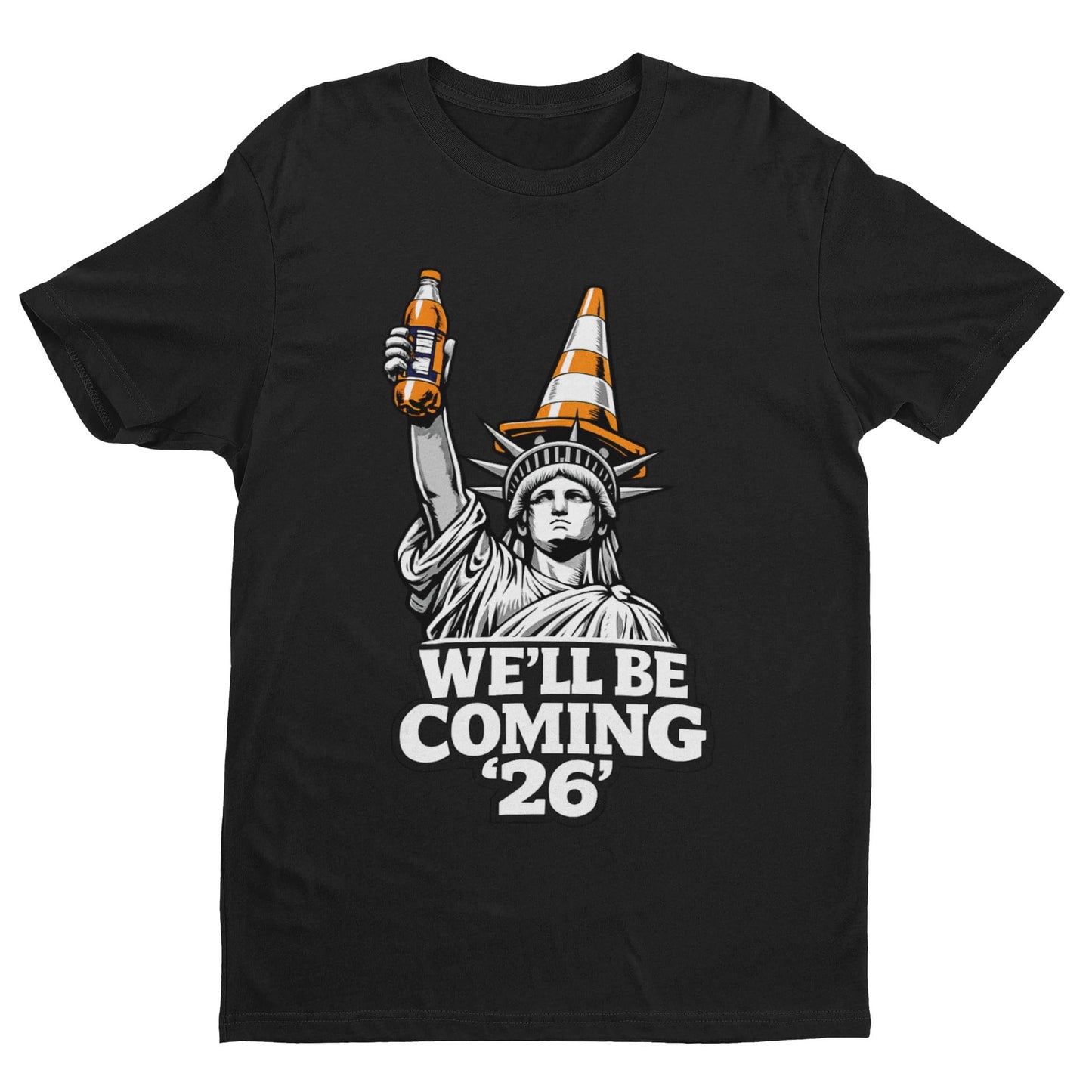 Scotland Fans 2026 Football T-Shirt, We'll Be Coming Graphic T-Shirt, Statue Cone Parody Shirt, Adult Unisex Gift - Galaxy Tees