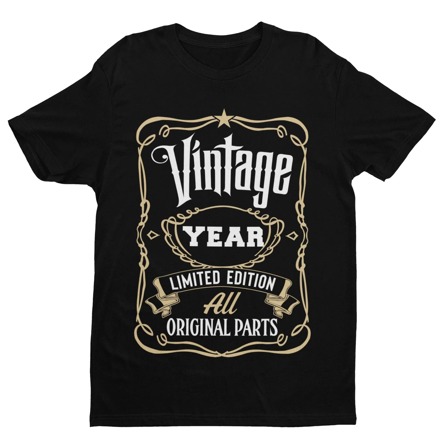 Galaxy Tees Personalised Any Year Whiskey Label Birthday T-Shirt - Galaxy Tees