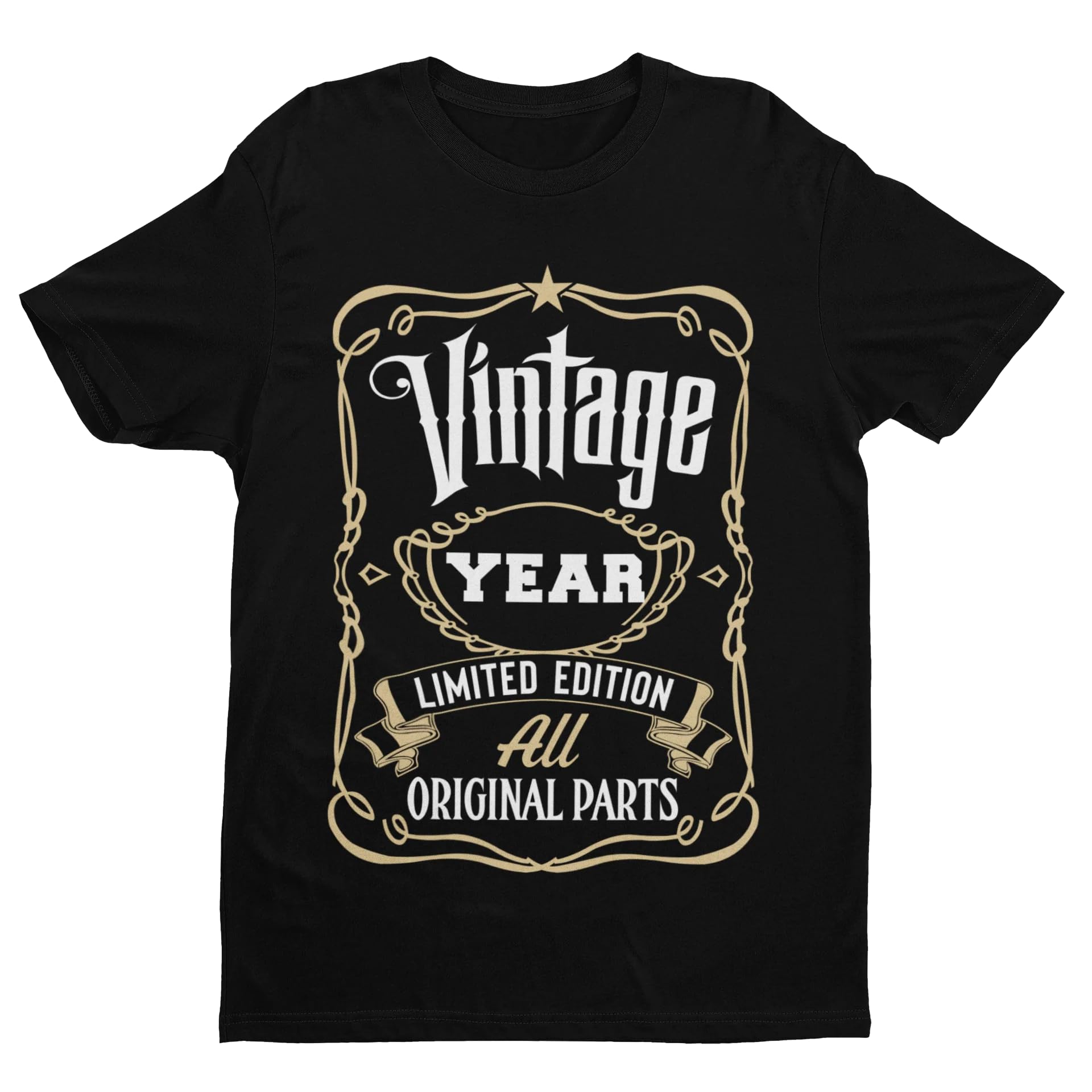 Galaxy Tees Personalised Any Year Whiskey Label Birthday T-Shirt - Galaxy Tees