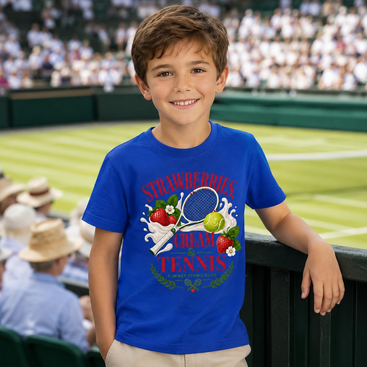 Galaxy Tees Kids' Strawberries Cream & Tennis T-Shirt Summer Tennis Gift - Galaxy Tees