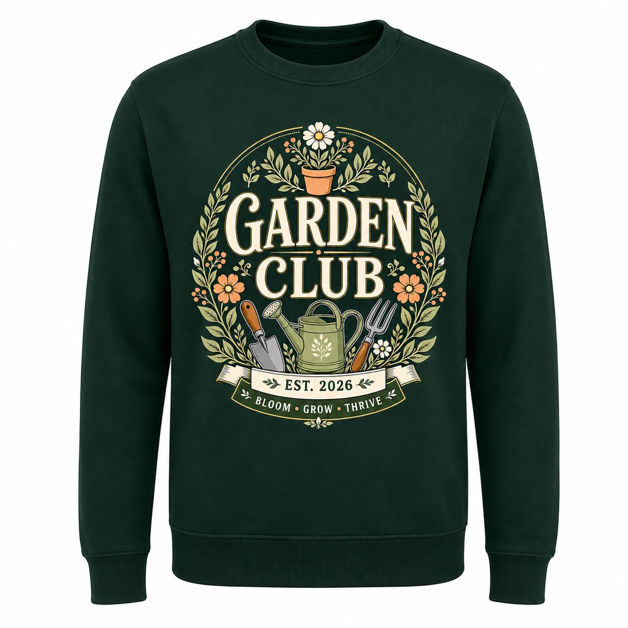 Garden Club Sweatshirt Vintage Gardening Gift Unisex Adult Jumper Gardener Plant Lover Black Navy Pink Maroon Green - Galaxy Tees