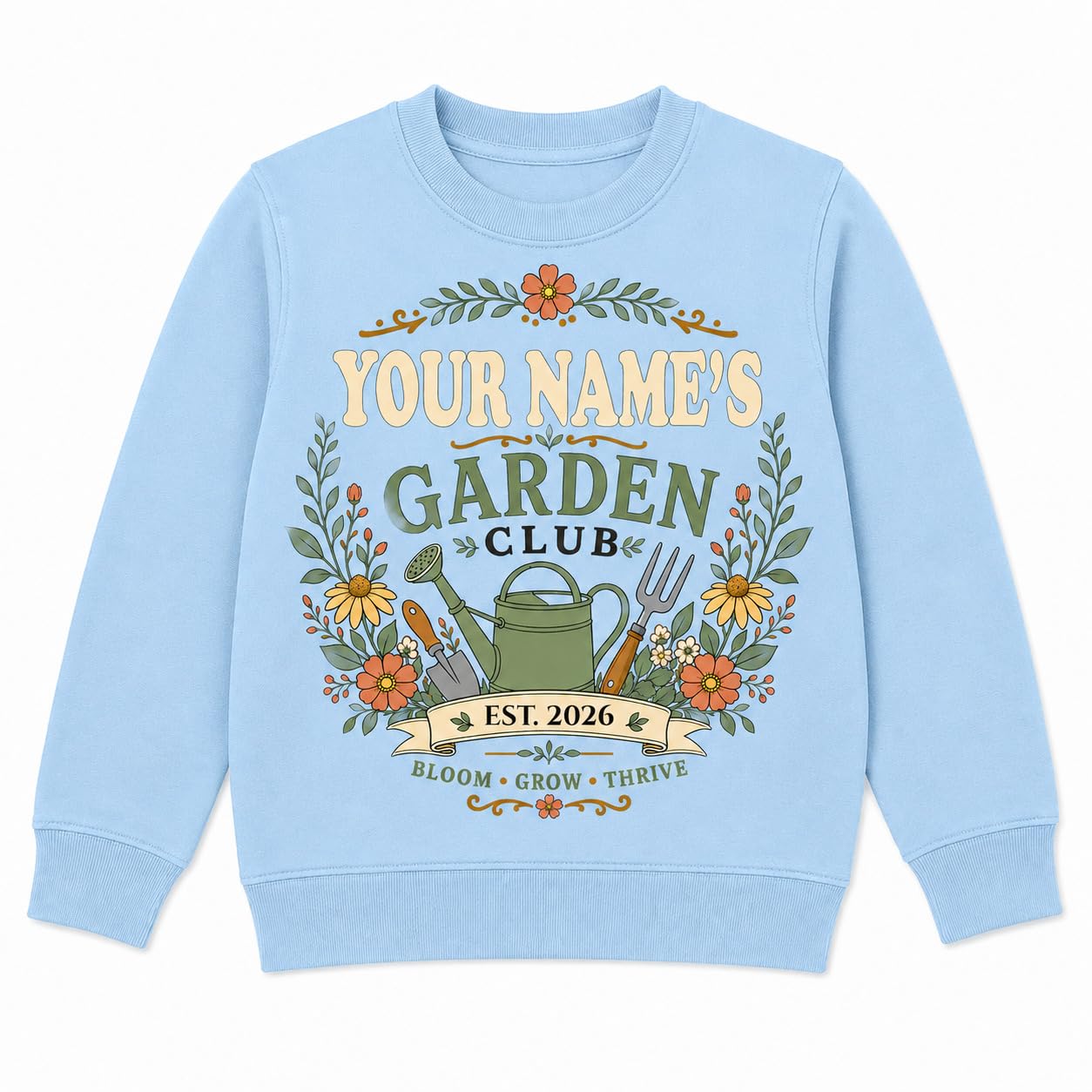 Kids Personalised Garden Club Sweatshirt Custom Name Year Gardening Gift Boys Girls Little Gardener Jumper - Galaxy Tees
