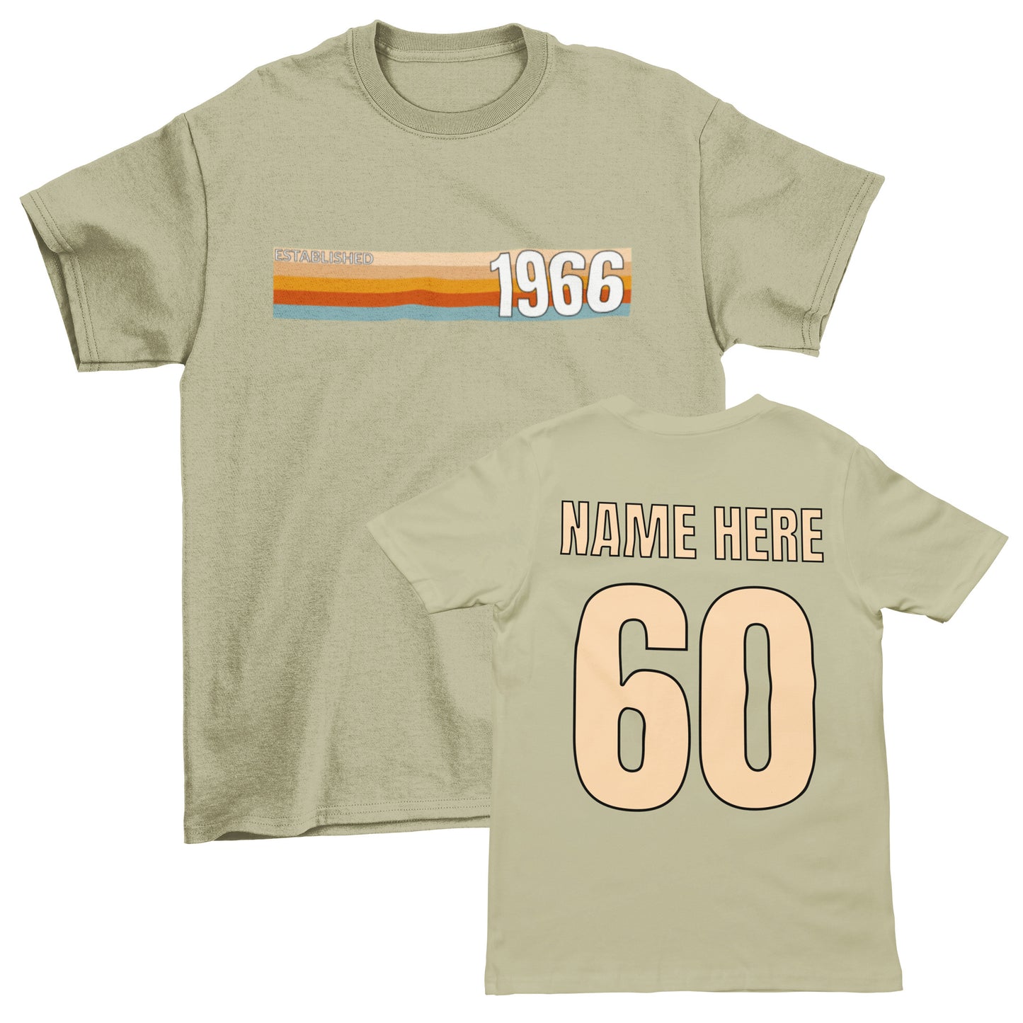 Personalised Vintage 1966 60th Birthday T-Shirt with Name on Back