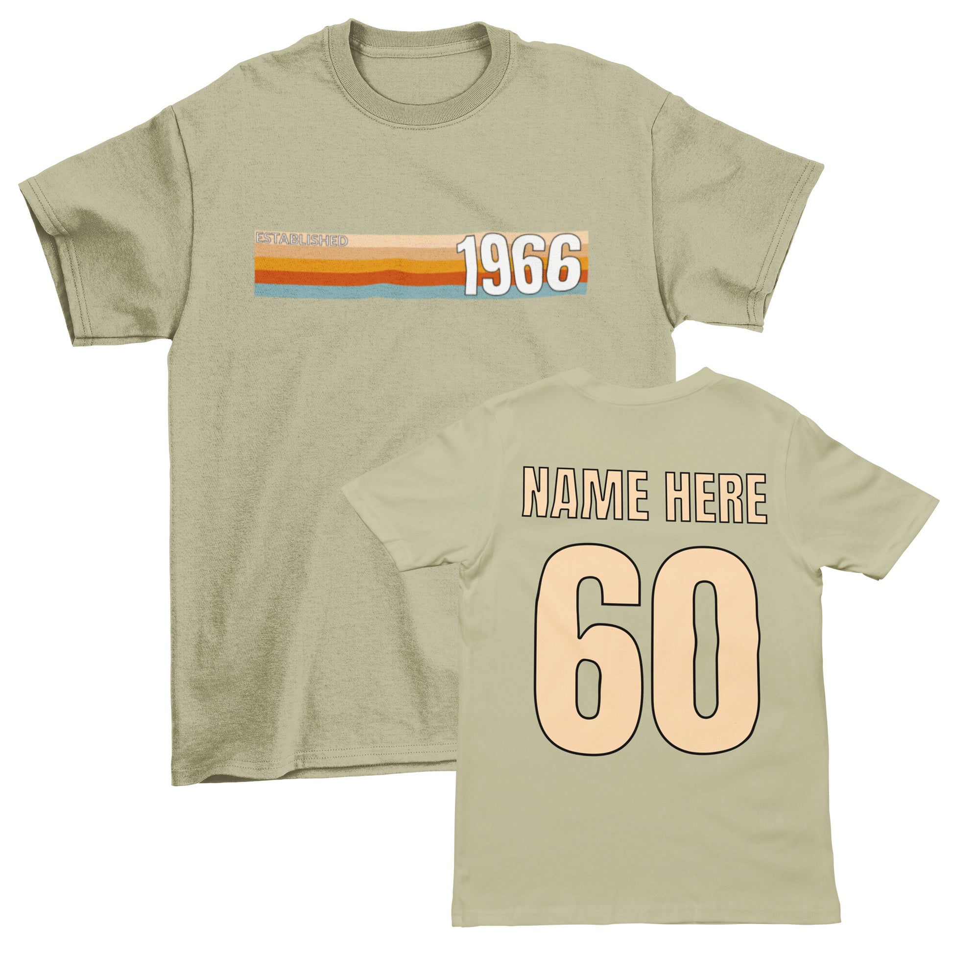 Personalised Vintage 1966 60th Birthday T-Shirt with Name on Back