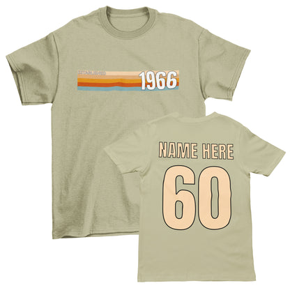 Personalised Vintage 1966 60th Birthday T-Shirt with Name on Back