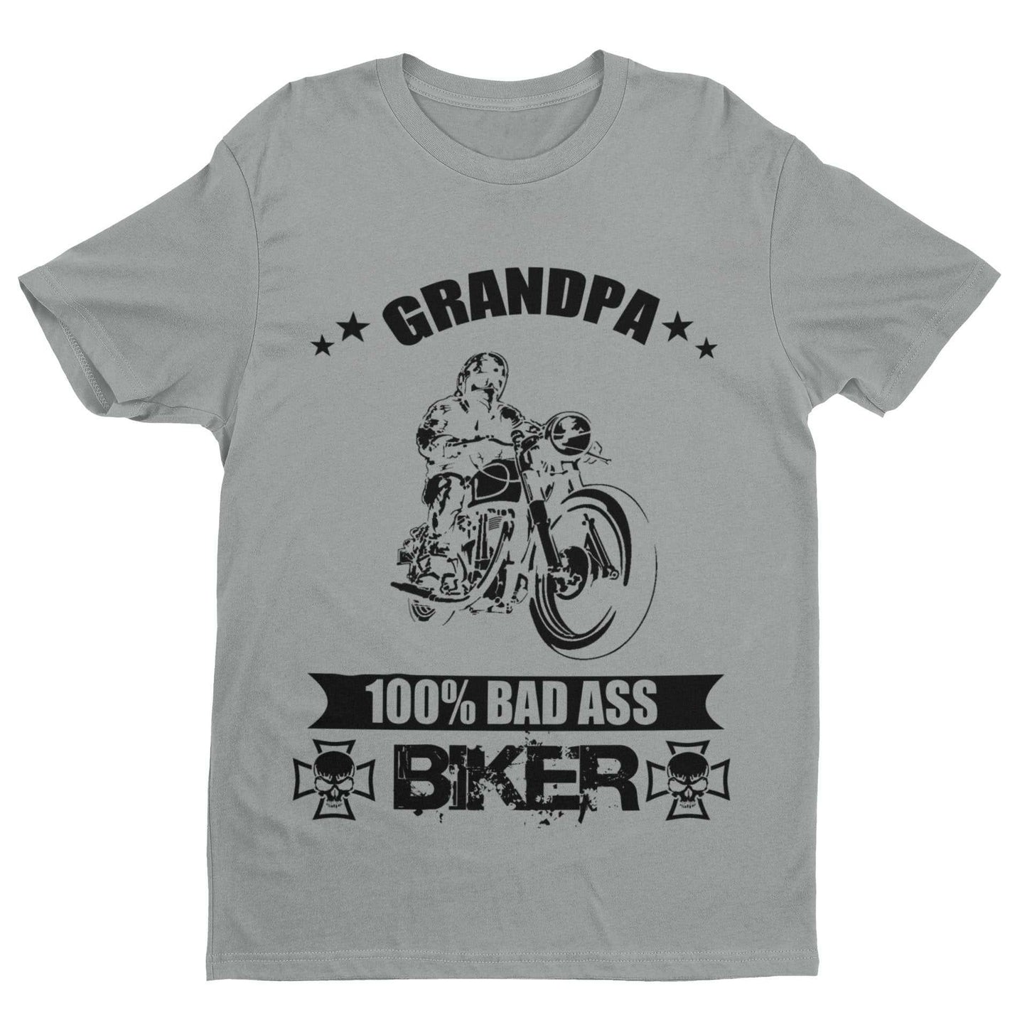 Biker Grandpa T Shirt 100% Bad Ass Biker Funny Gift Idea Grandad MotorGalaxy Tees