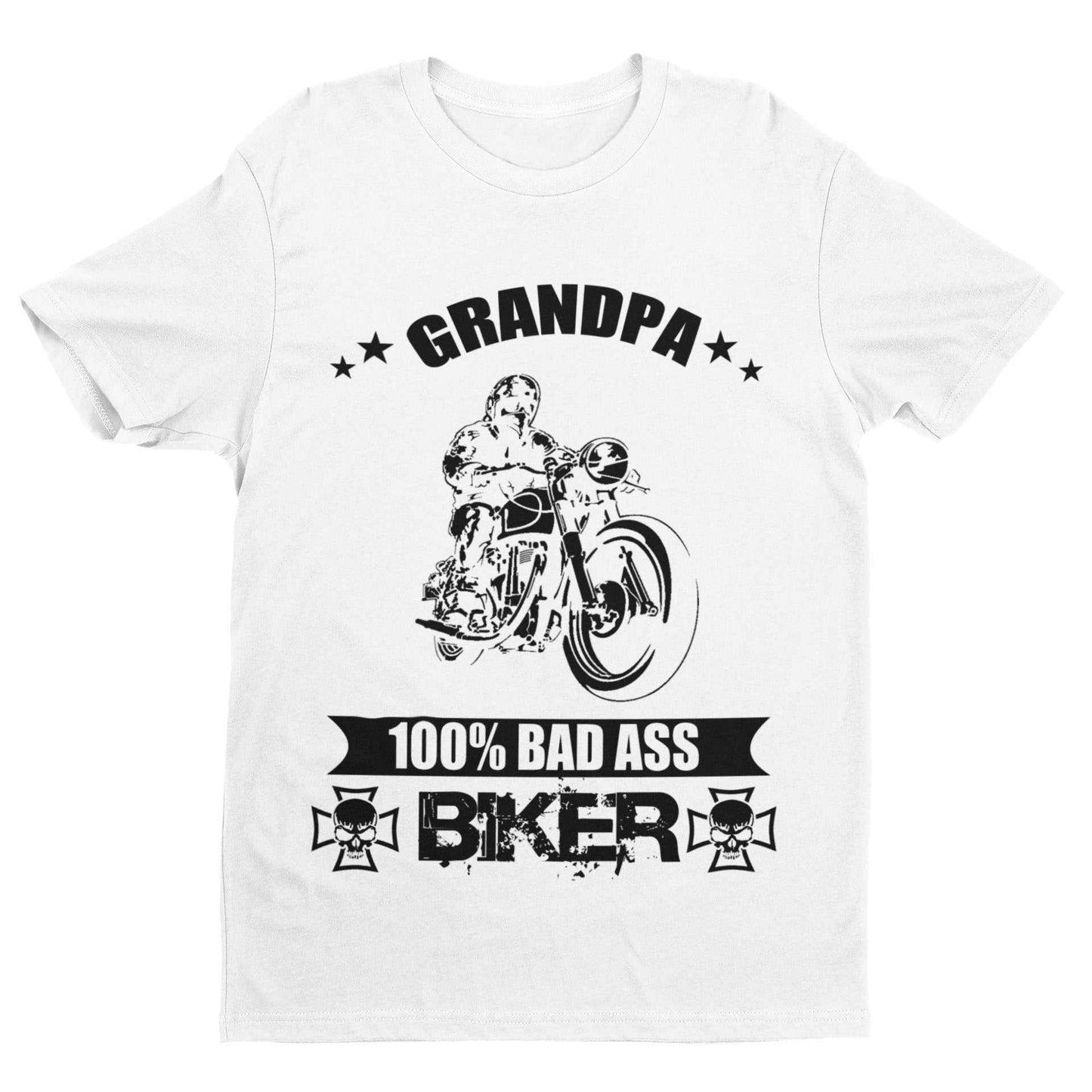 Biker Grandpa T Shirt 100% Bad Ass Biker Funny Gift Idea Grandad MotorGalaxy Tees