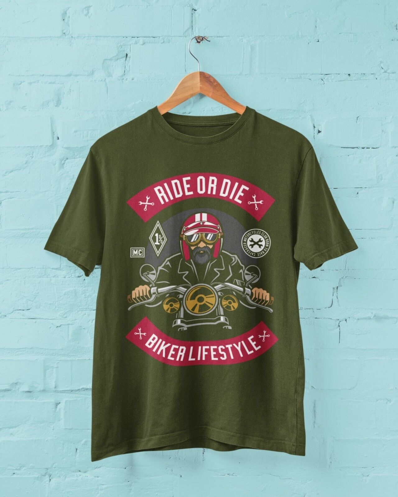 Biker Ride Or Die Motorcycle Lifestyle Club T Shirt 1% Bobber Helmet OGalaxy Tees