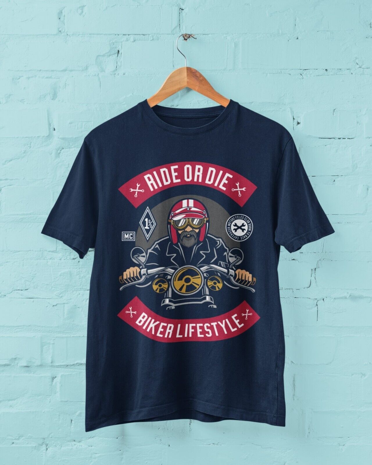 Biker Ride Or Die Motorcycle Lifestyle Club T Shirt 1% Bobber Helmet OGalaxy Tees