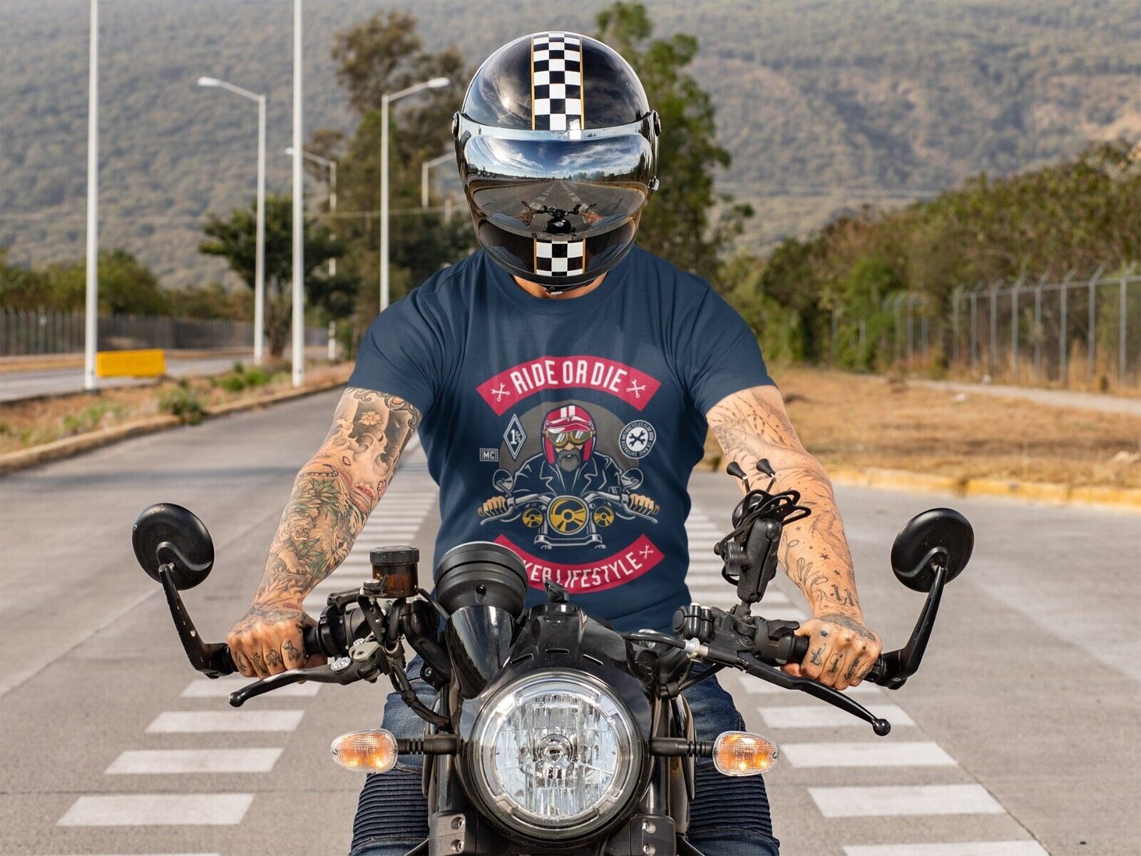 Biker Ride Or Die Motorcycle Lifestyle Club T Shirt 1% Bobber Helmet OGalaxy Tees