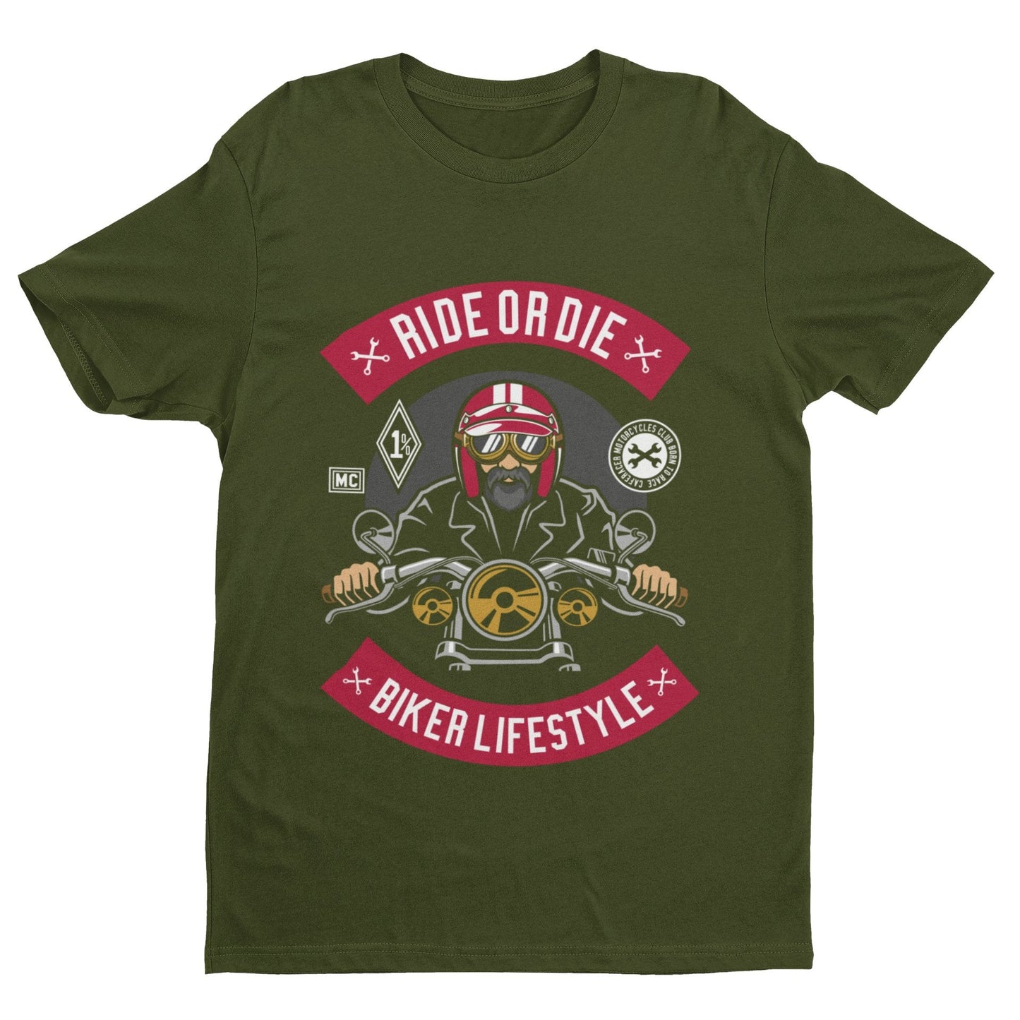 Biker Ride Or Die Motorcycle Lifestyle Club T Shirt 1% Bobber Helmet OGalaxy Tees