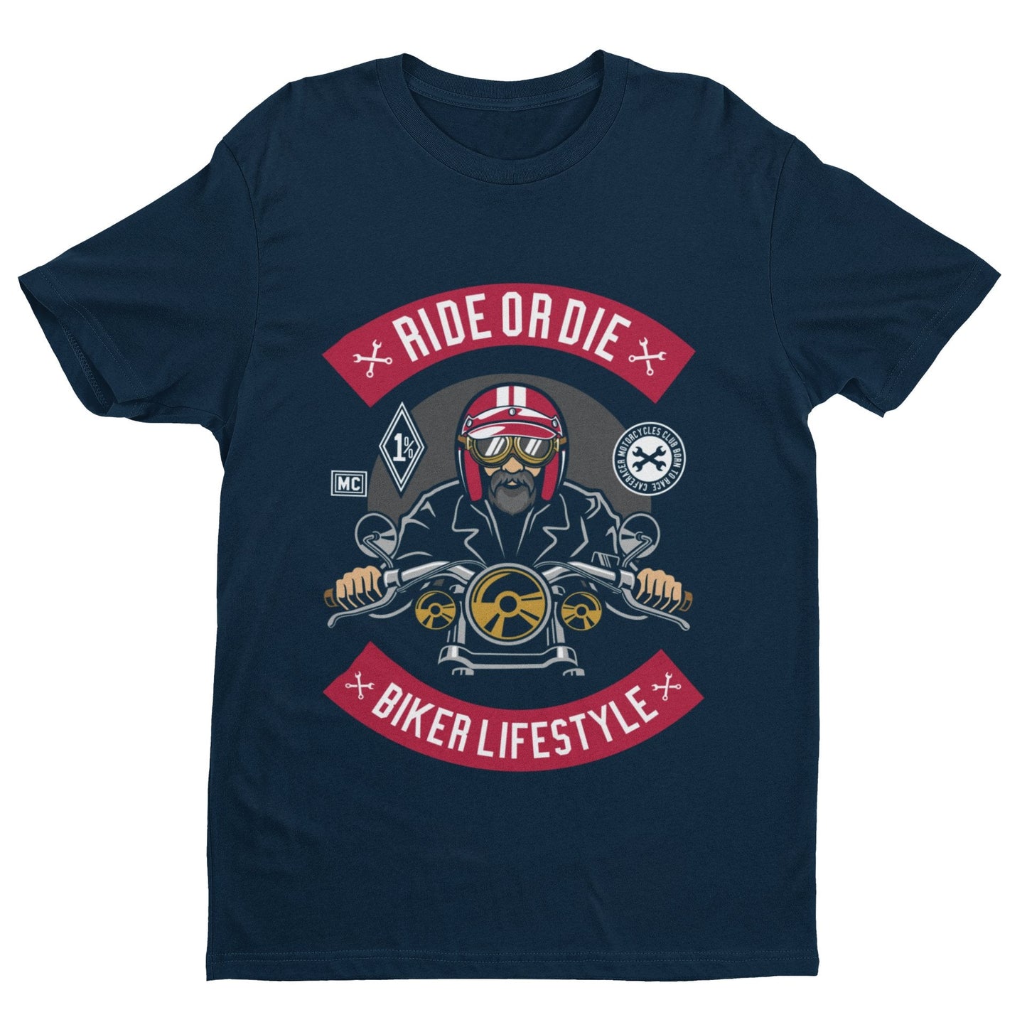 Biker Ride Or Die Motorcycle Lifestyle Club T Shirt 1% Bobber Helmet OGalaxy Tees