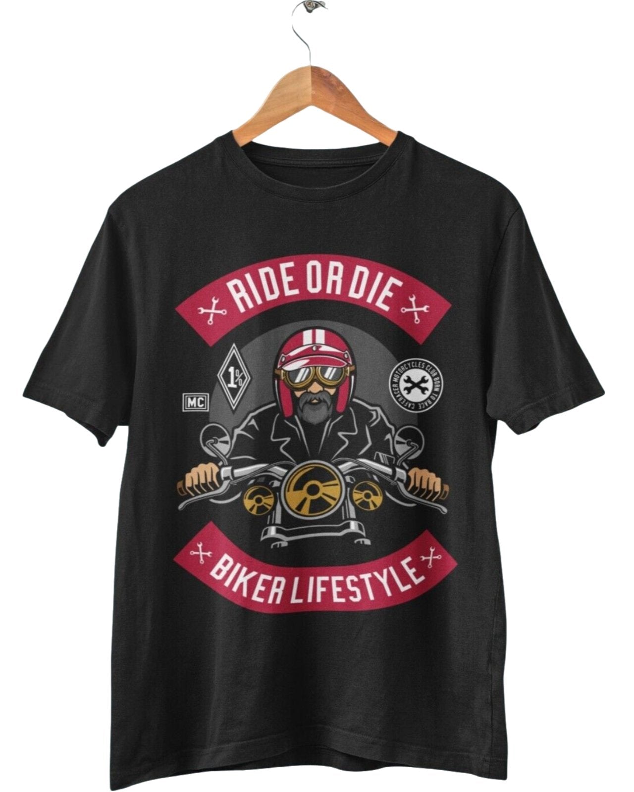 Biker Ride Or Die Motorcycle Lifestyle Club T Shirt 1% Bobber Helmet OGalaxy Tees