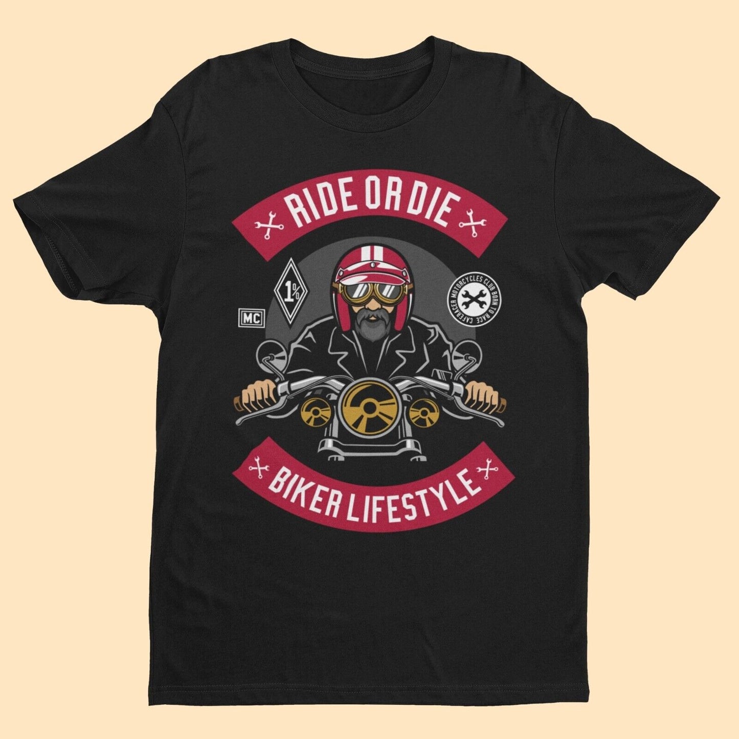 Biker Ride Or Die Motorcycle Lifestyle Club T Shirt 1% Bobber Helmet OGalaxy Tees