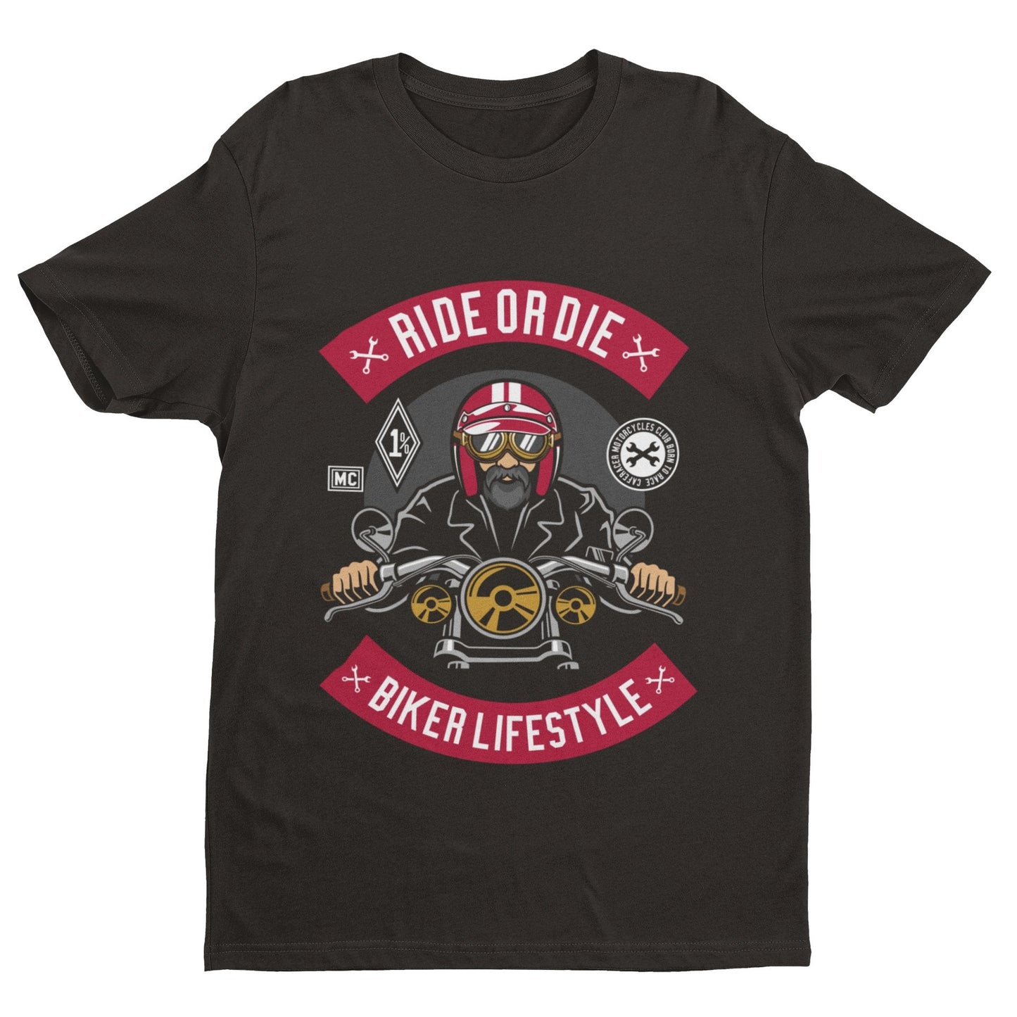 Biker Ride Or Die Motorcycle Lifestyle Club T Shirt 1% Bobber Helmet OGalaxy Tees