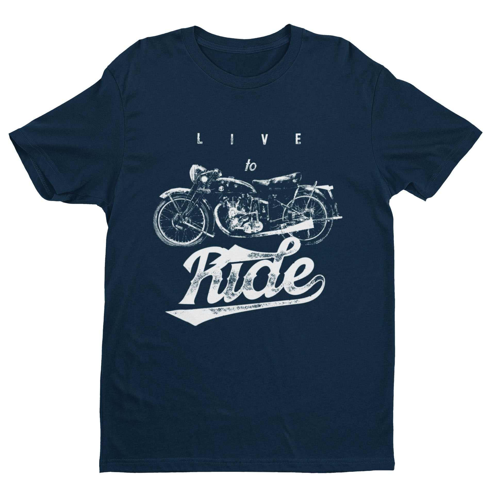 Biker T Shirt Live To Ride Motorcycle Retro Design Motorbike Vintage GGalaxy Tees