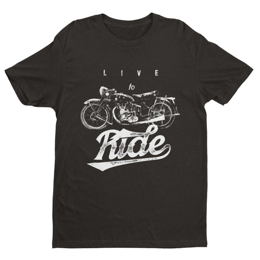 Biker T Shirt Live To Ride Motorcycle Retro Design Motorbike Vintage GGalaxy Tees