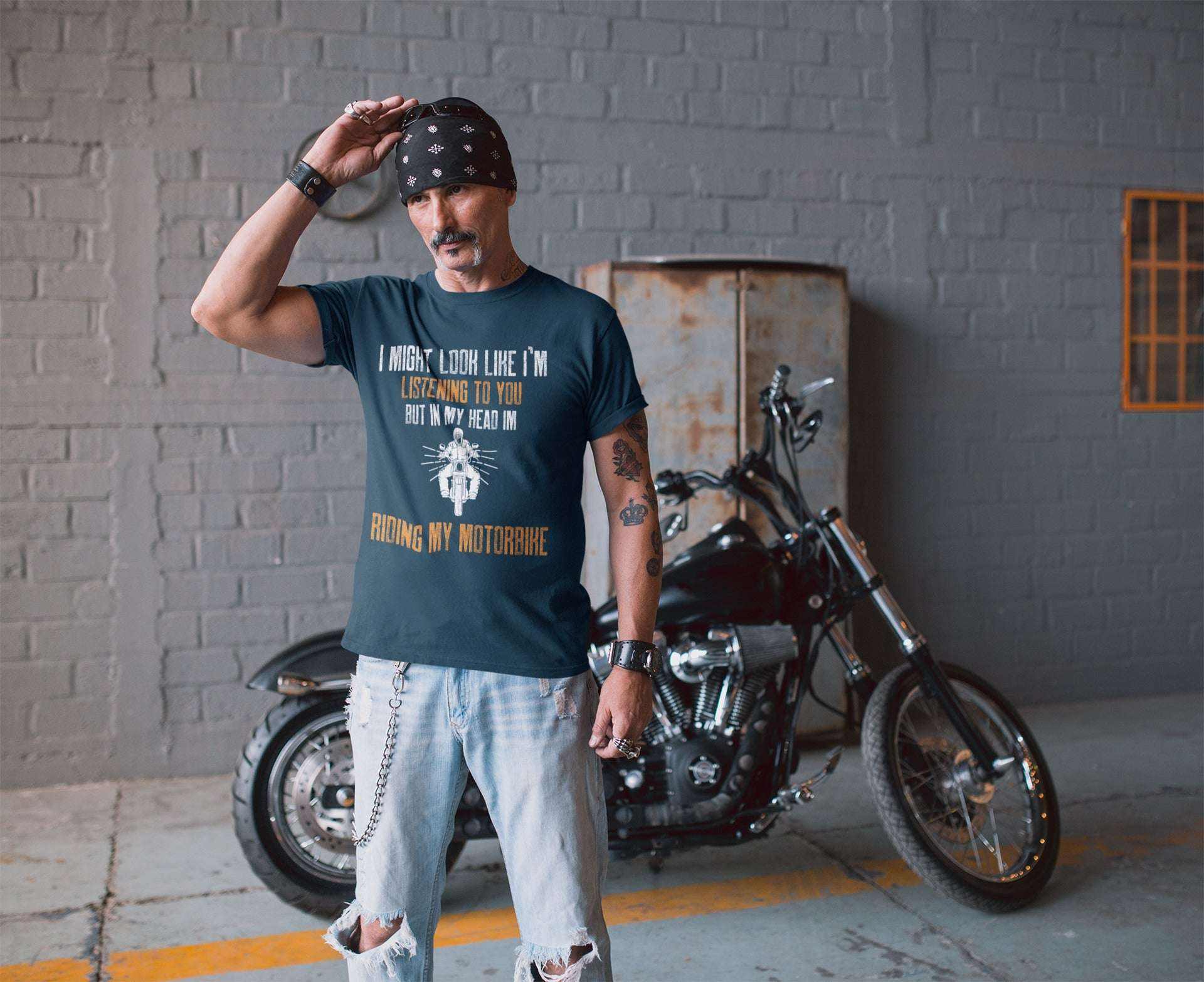 Biker T-Shirt Looks Like I'm Listening But In My Head I'm Riding My MoGalaxy Tees