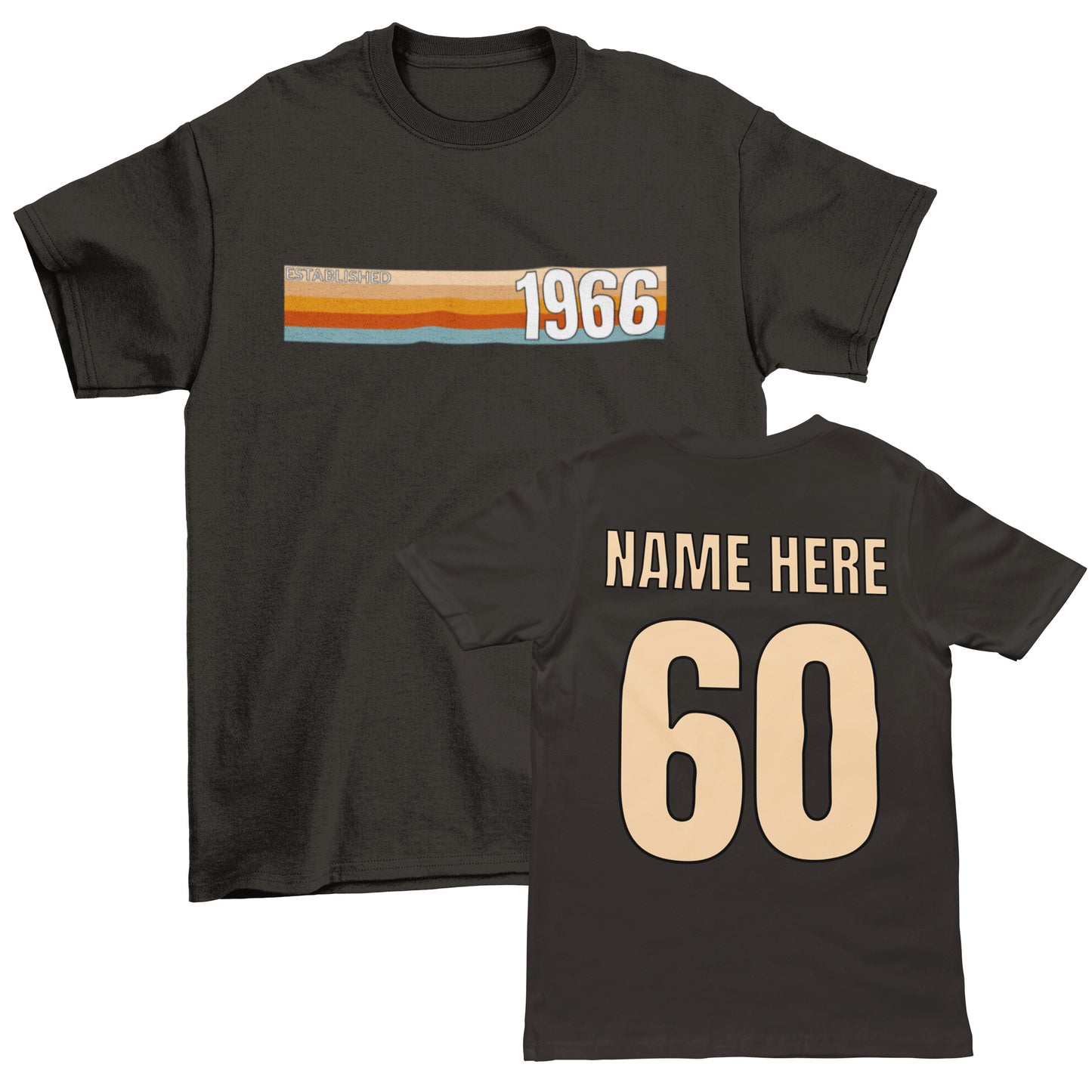 Personalised Vintage 1966 60th Birthday T-Shirt with Name on Back
