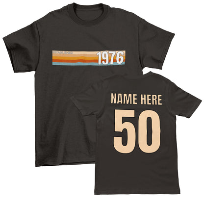Personalised Established 1976 T-Shirt, 50th Birthday Gift with Name Back Print