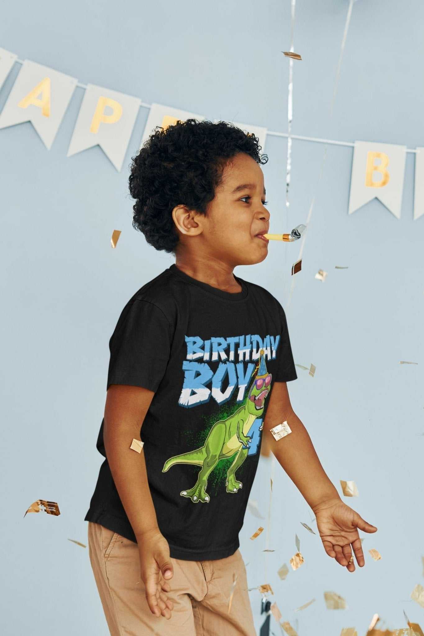 Boys 4th Birthday Dinosaur T Shirt Birthday BoyGalaxy Tees