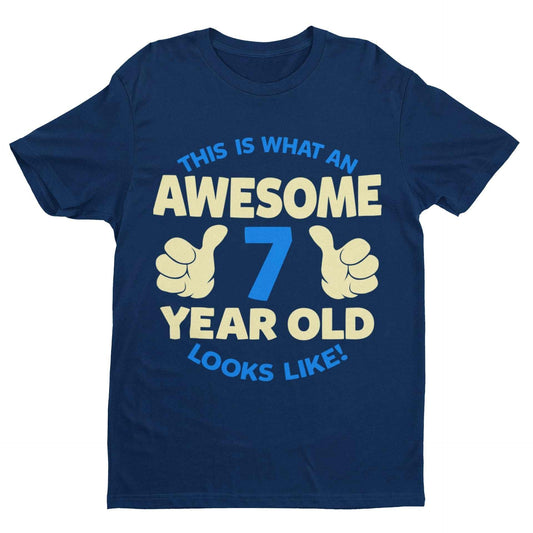 Boys 7th Birthday T Shirt This Is What An Awesome 7 Year Old looks LikGalaxy Tees